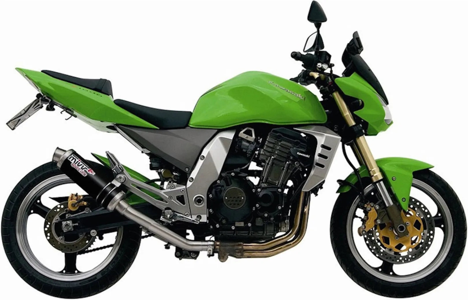 Doppio Terminale Di Scarico Con Omologazione Suono Gp Inox Nero - Mivv Compatibile Con Kawasaki Z 1000 (2003-2006)