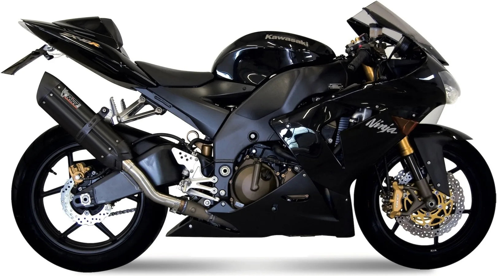 Terminale Di Scarico Con Omologazione Suono Suono Inox Nero Carbonio - Mivv Compatibile Con Kawasaki Zx-10R (2004-2005)
