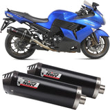 Terminale Di Scarico Con Omologazione Suono Oval Inox Nero Carbonio - Mivv Compatibile Con Kawasaki Zzr 1400 (2008-2011)