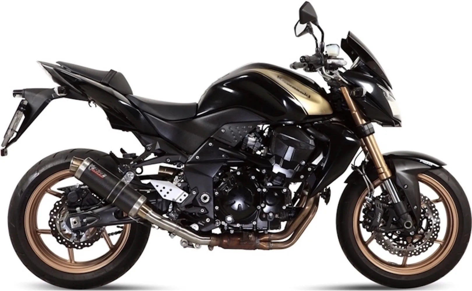 Terminale Di Scarico Catalizzato E Con Omologazione Suono Gp Carbonio - Mivv Compatibile Con Kawasaki Z 750 R (2011-2014)