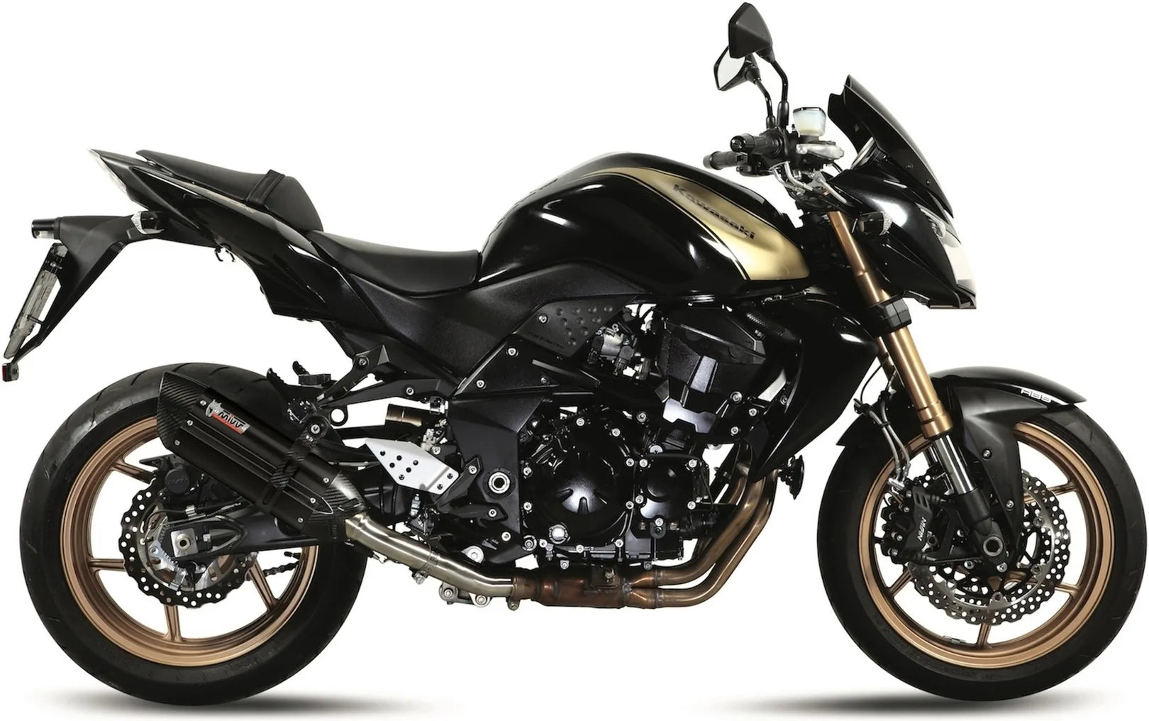 Terminale Di Scarico Catalizzato E Con Omologazione Suono Suono Inox Nero Carbonio - Mivv Compatibile Con Kawasaki Z 750 R (2011-2014)