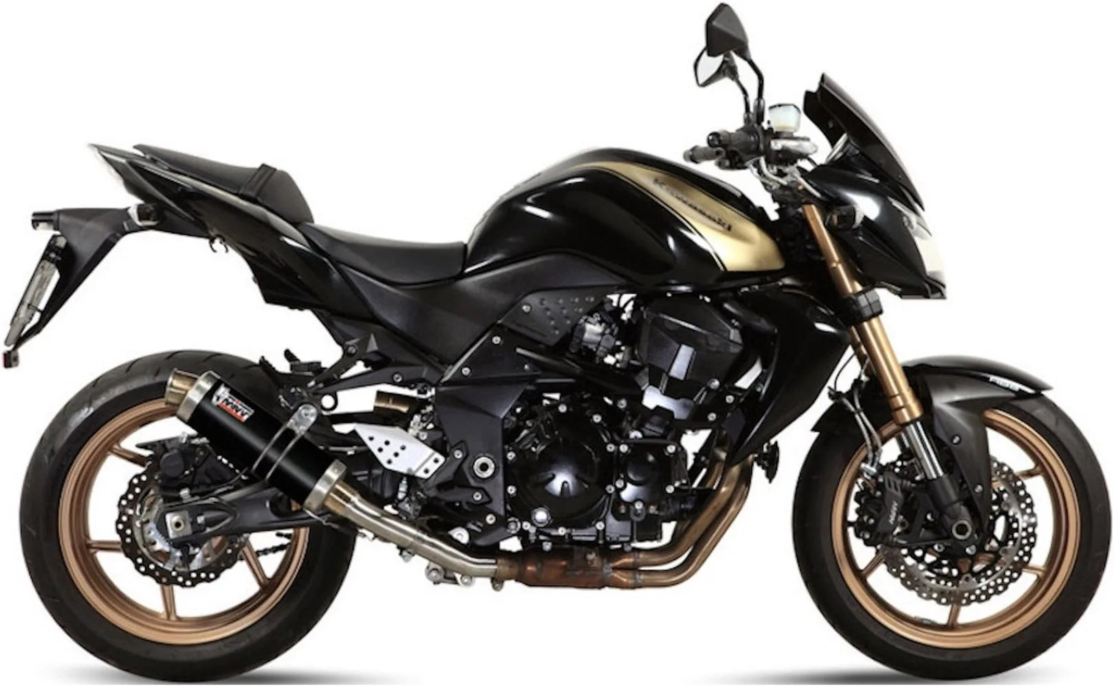 Terminale Di Scarico Catalizzato E Con Omologazione Suono Gp Inox Nero - Mivv Compatibile Con Kawasaki Z 750 R (2011-2014)