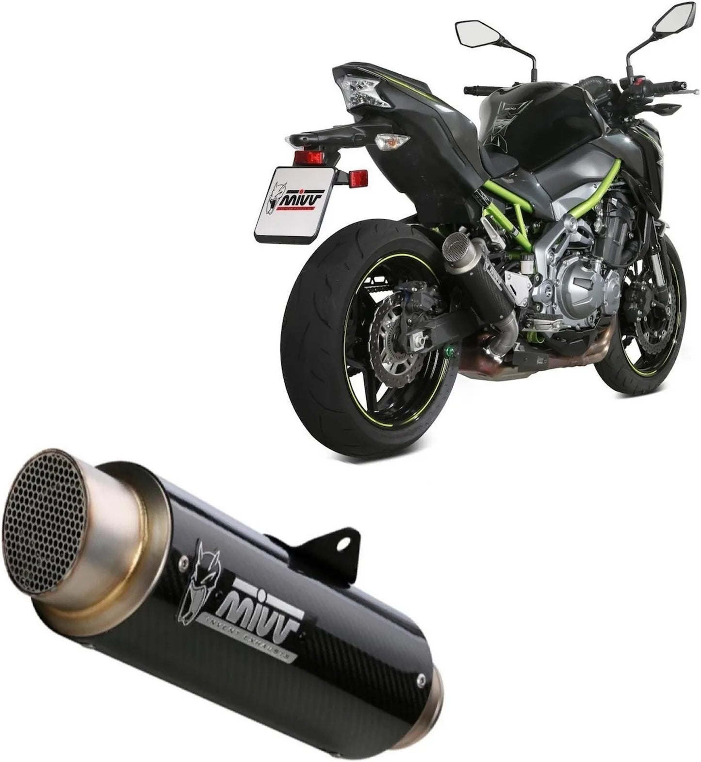 Terminale Di Scarico Con Omologazione Suono Gppro Carbonio - Mivv Compatibile Con Kawasaki Z 900 (2017-2024)