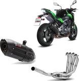 Impianto Di Scarico Completo Non Catalizzato E Con Omologazione Suono Suono Inox Nero Carbonio - Mivv Compatibile Con Kawasaki Z 900 (2017-2024)