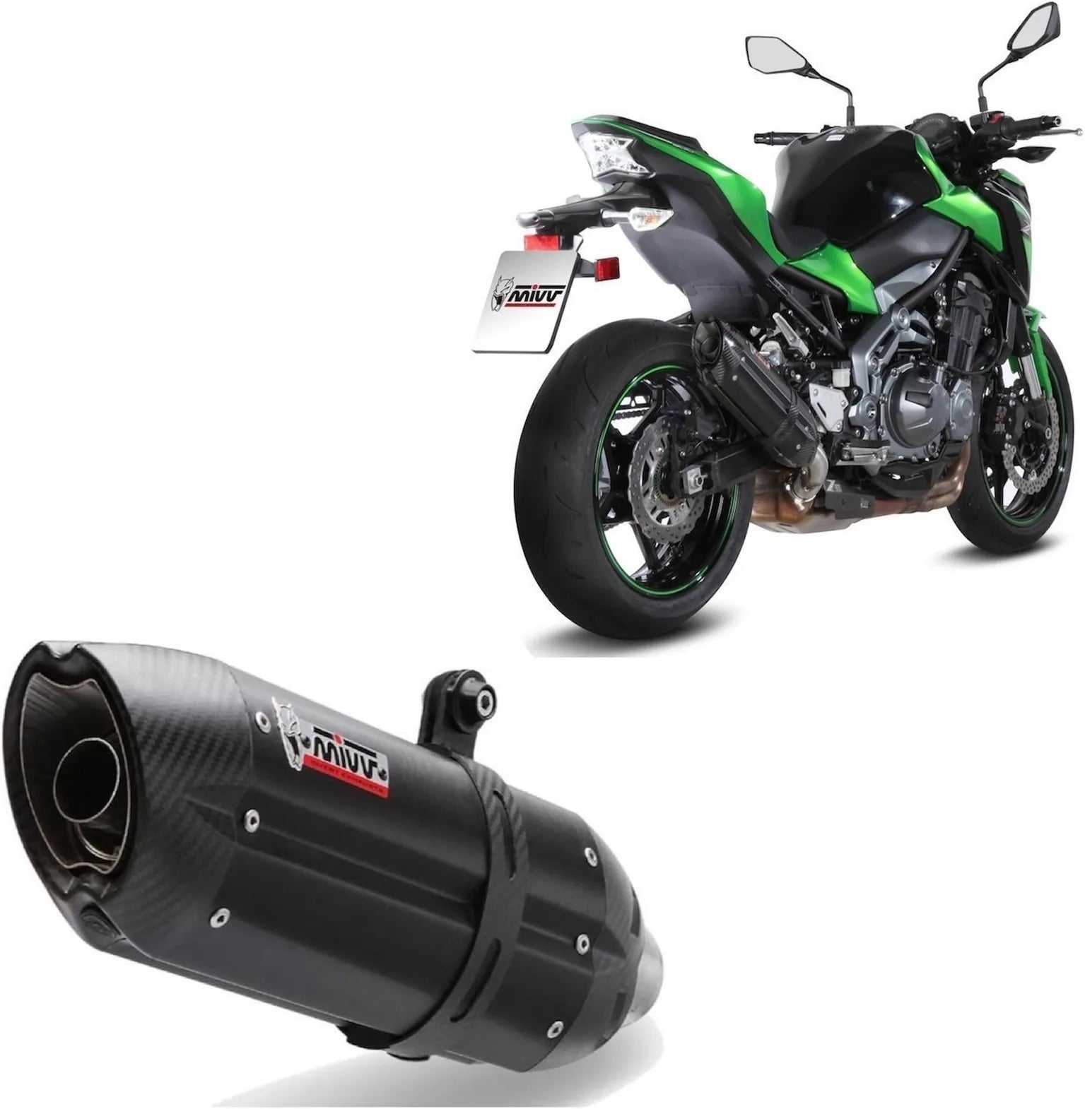 Terminale Di Scarico Con Omologazione Suono Suono Inox Nero Carbonio - Mivv Compatibile Con Kawasaki Z 900 (2017-2024)