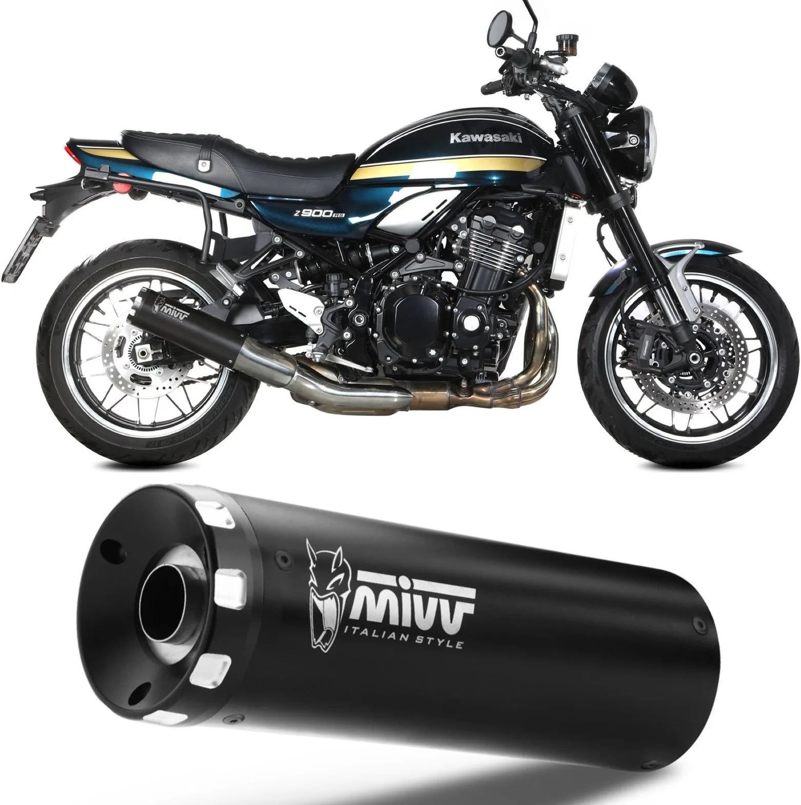 Terminale Di Scarico Con Omologazione Suono Hr-1 Inox Nero - Mivv Compatibile Con Kawasaki Z 900 Rs (2018-2024)