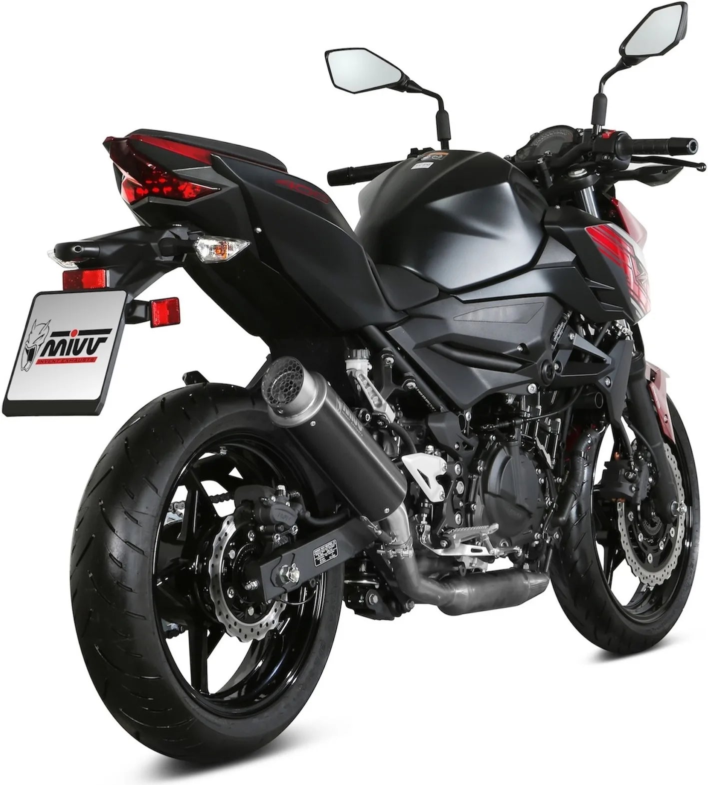 Terminale Di Scarico Con Omologazione Suono Gppro Inox Nero - Mivv Compatibile Con Kawasaki Ninja 400 (2018-2020)