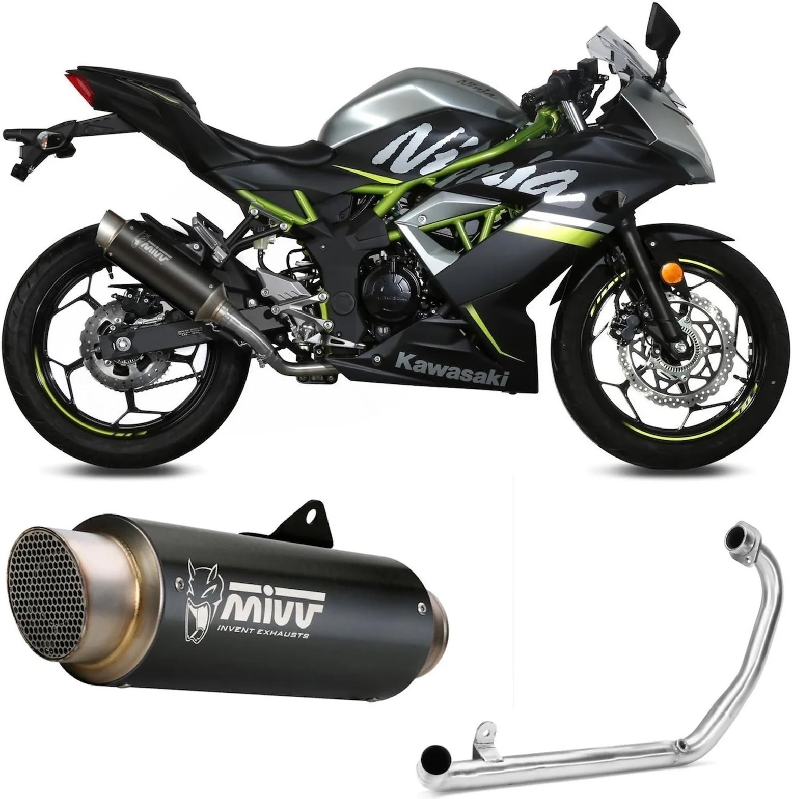 Impianto Di Scarico Completo Non Catalizzato E Con Omologazione Suono Gppro Inox Nero - Mivv Compatibile Con Kawasaki Z 125 (2019-2024)