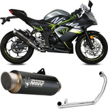 Impianto Di Scarico Completo Non Catalizzato E Con Omologazione Suono Gppro Inox Nero - Mivv Compatibile Con Kawasaki Ninja 125 (2019-2024)