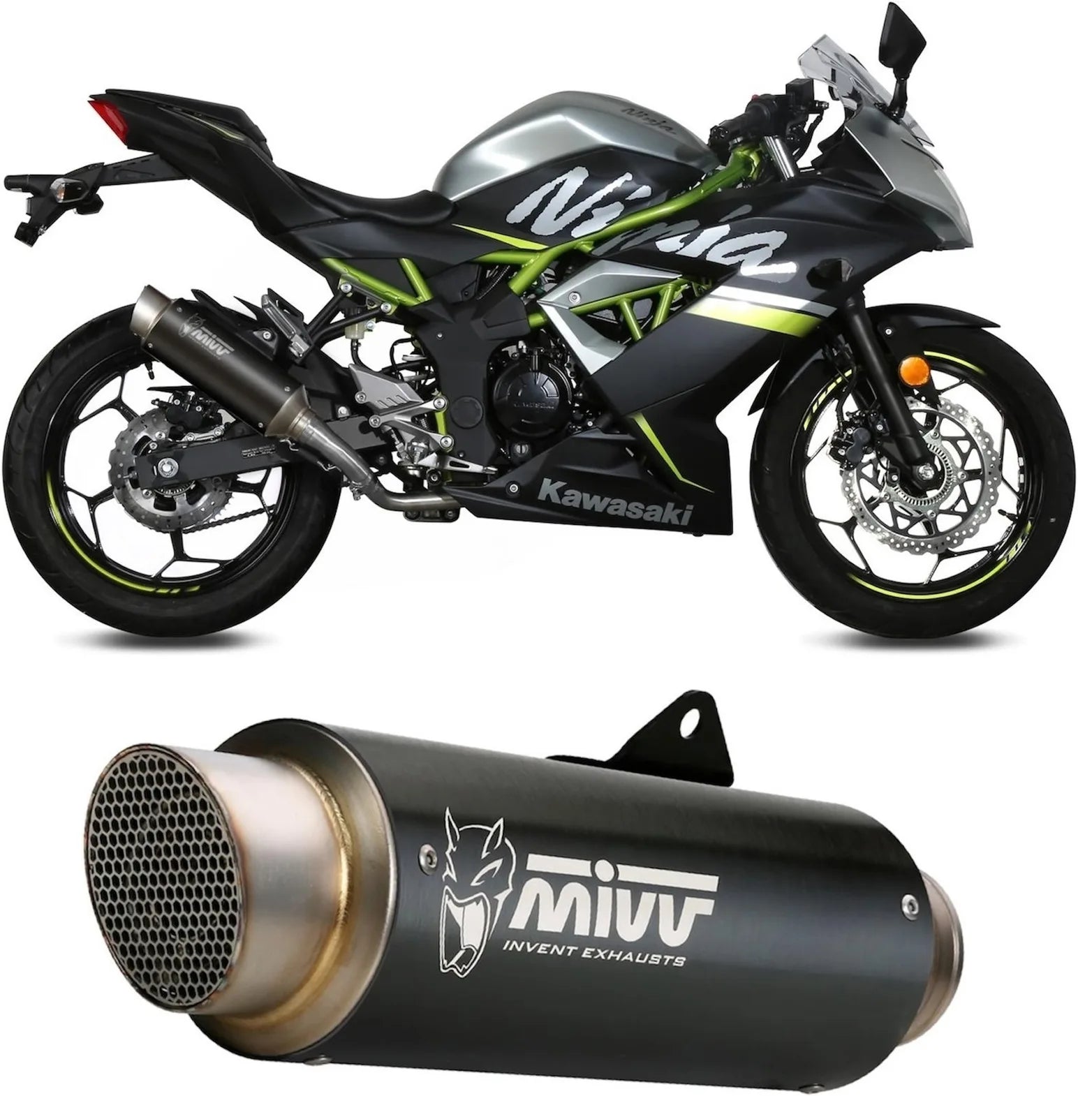 Terminale Di Scarico Con Omologazione Suono Gppro Inox Nero - Mivv Compatibile Con Kawasaki Z 125 (2019-2024)