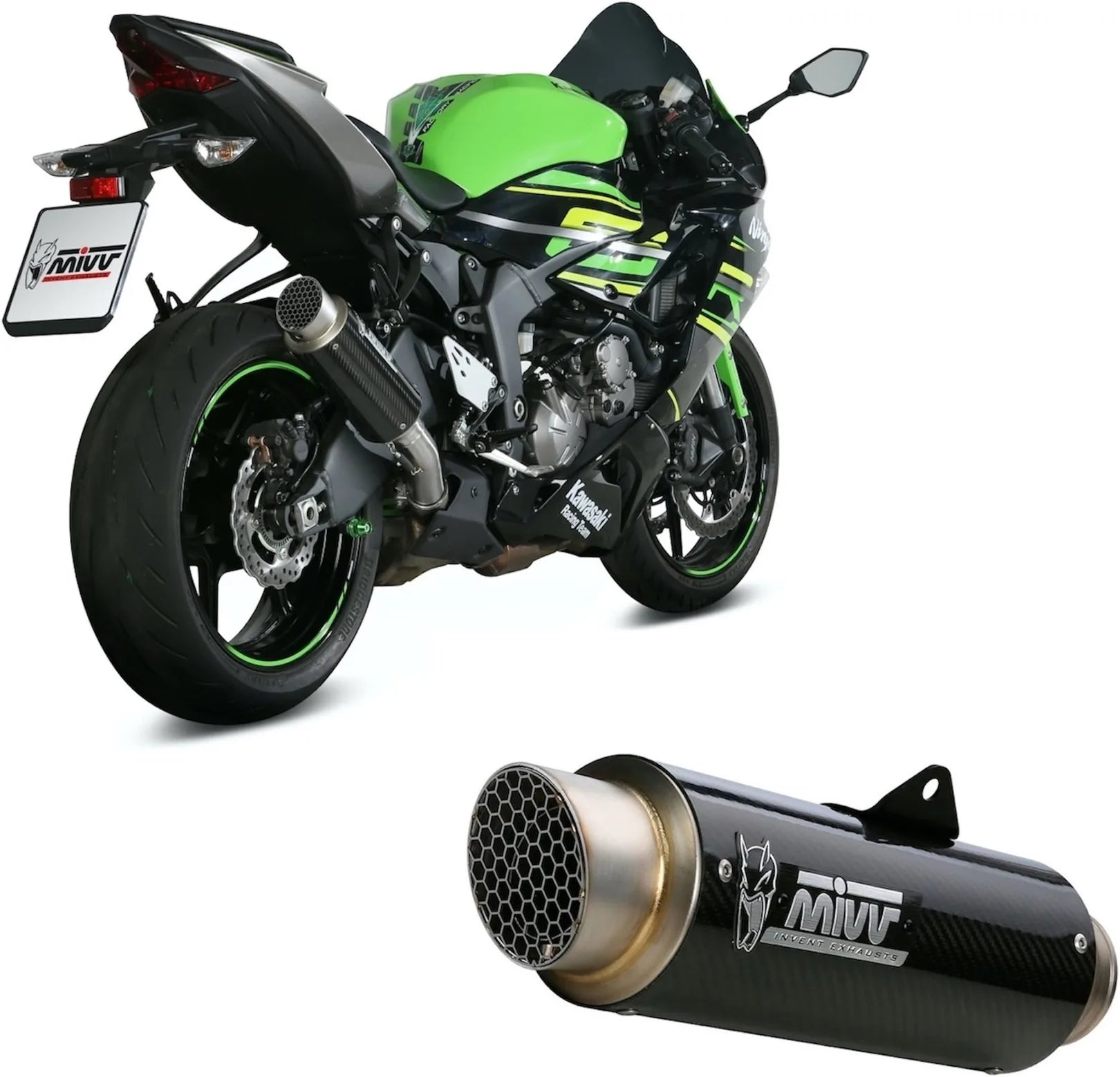 Terminale Di Scarico Con Omologazione Suono Gppro Carbonio - Mivv Compatibile Con Kawasaki Zx 6R 636 (2019-2020)