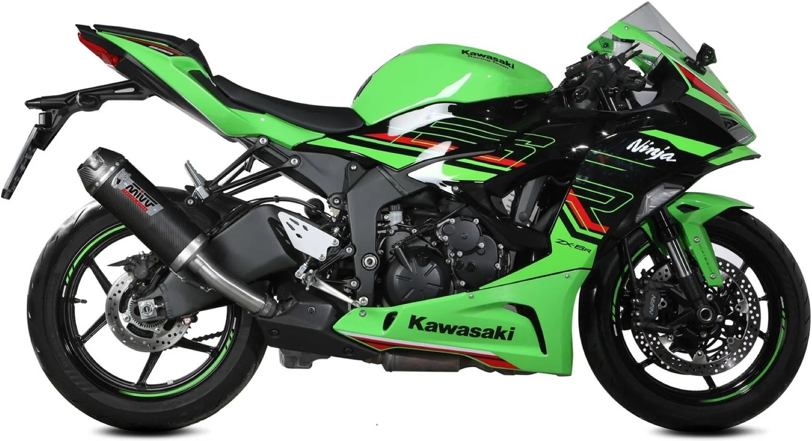 Terminale Di Scarico Con Omologazione Suono Ak-1 Carbonio Carbonio - Mivv Compatibile Con Kawasaki Ninja Zx-6 R (2021-2024)
