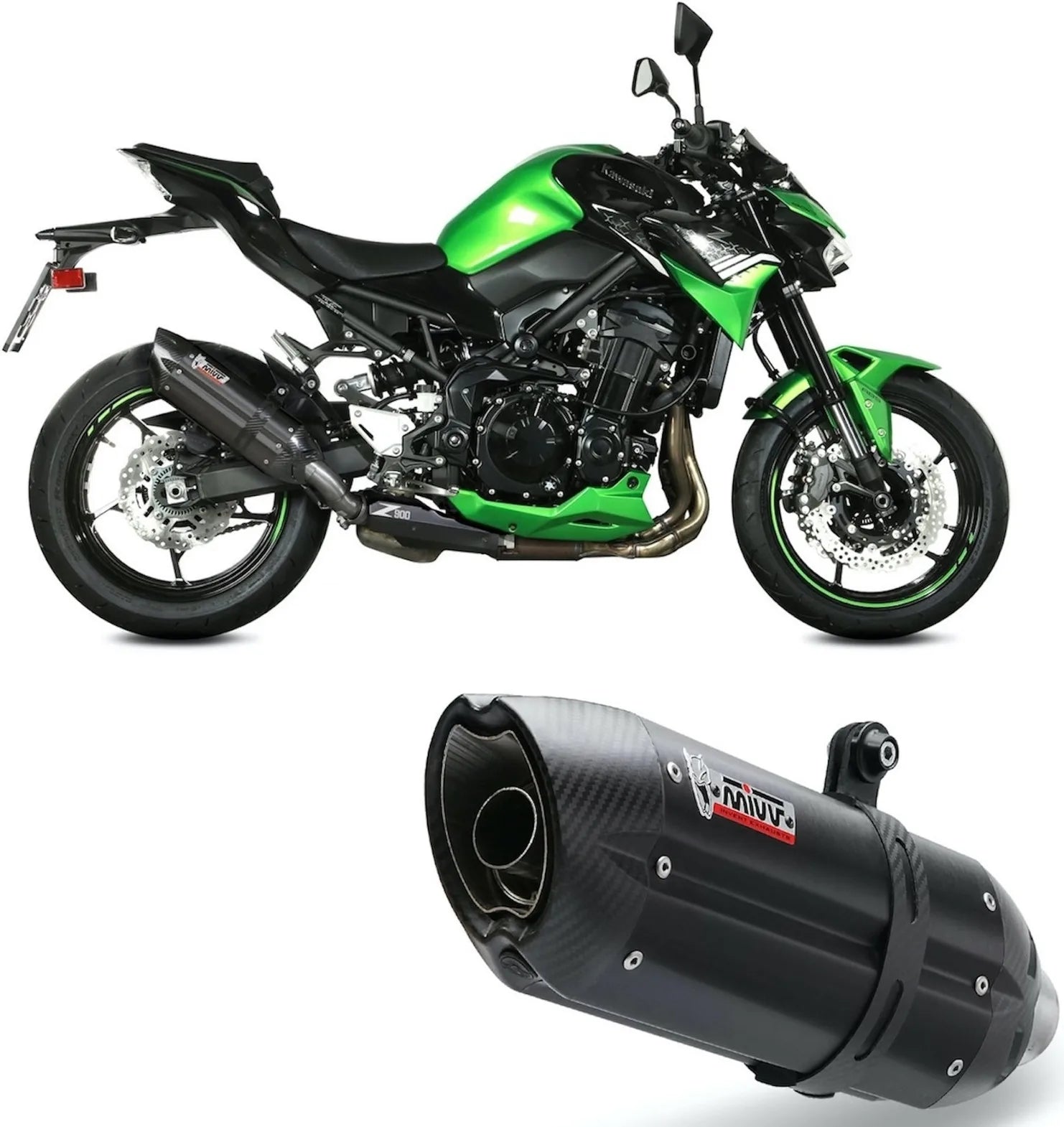 Terminale Di Scarico Con Omologazione Suono Suono Inox Nero Carbonio - Mivv Compatibile Con Kawasaki Z 900 (2020-2024)
