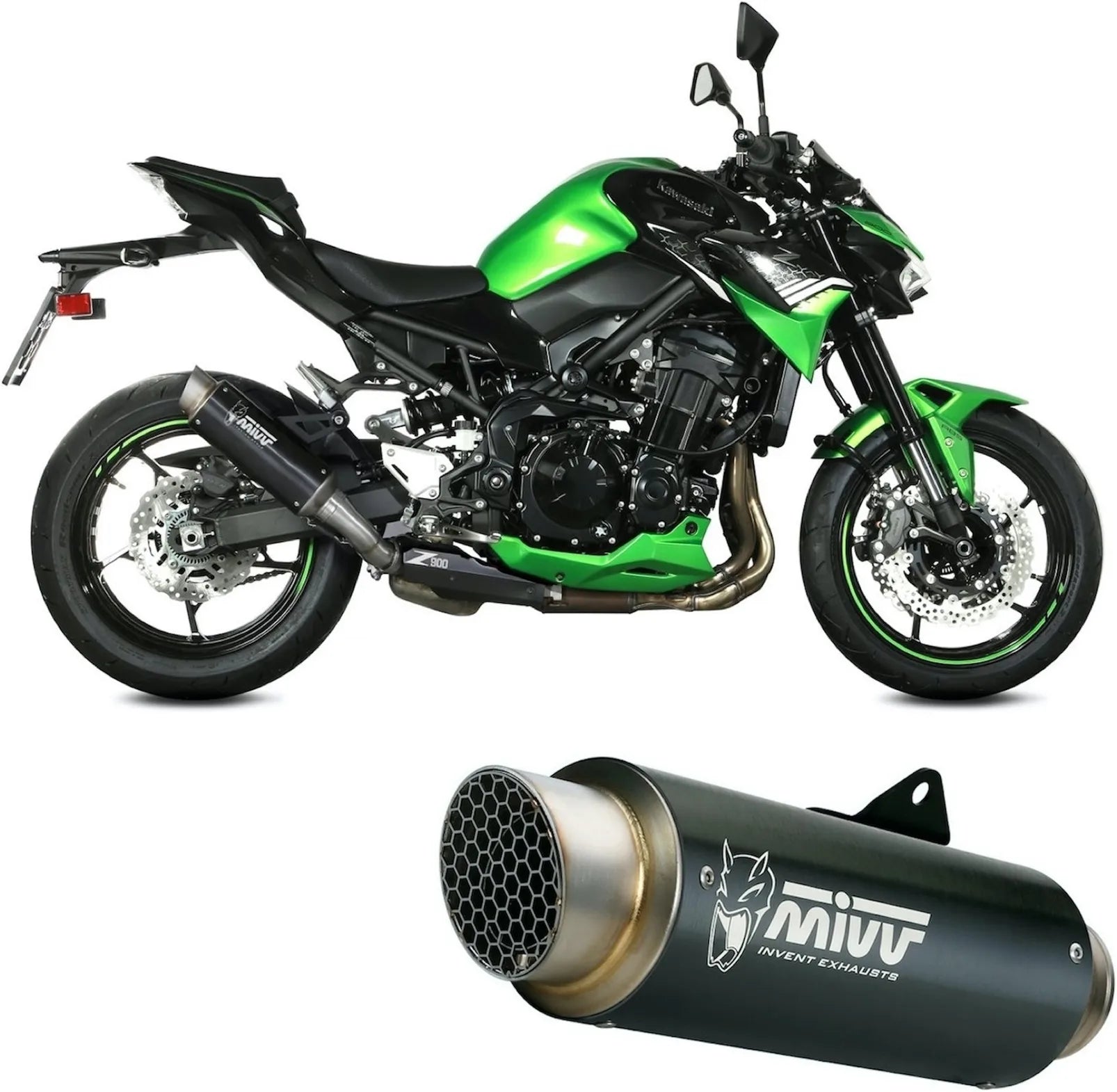 Terminale Di Scarico Con Omologazione Suono Gppro Inox Nero - Mivv Compatibile Con Kawasaki Z 900 (2020-2024)