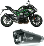 Terminale Di Scarico Non Catalizzato E Con Omologazione Suono Delta Race Inox Nero Carbonio - Mivv Compatibile Con Kawasaki Z H2 1000 (2020-2024)