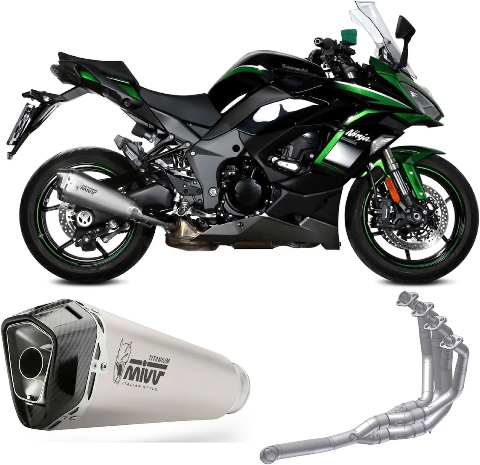 Impianto Di Scarico Completo Non Catalizzato E Con Omologazione Suono Delta Race Inox Carbonio - Mivv Compatibile Con Kawasaki Ninja 1000 Tourer (2020-2024)