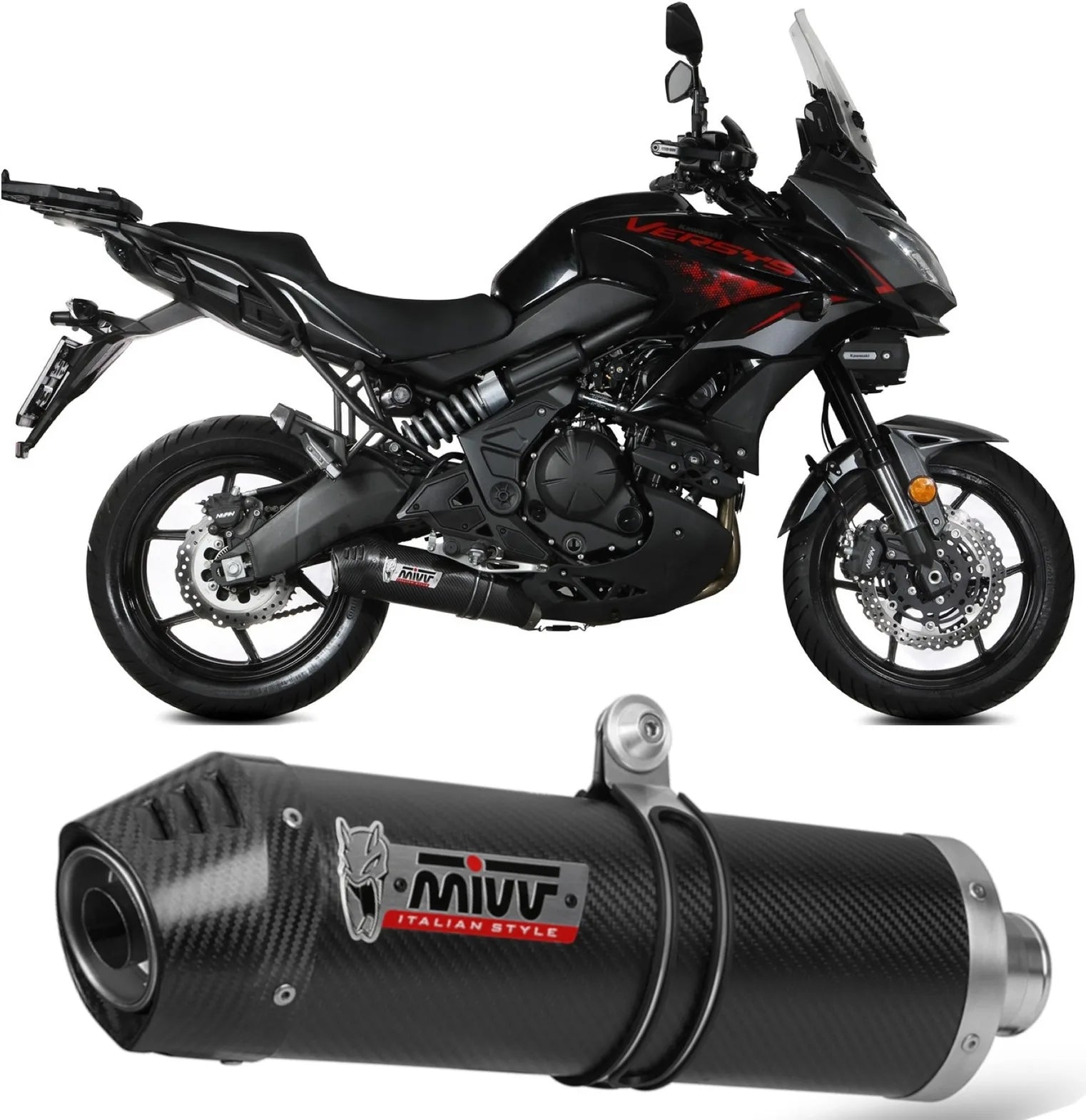 Impianto Di Scarico Completo Catalizzato E Con Omologazione Suono Oval Carbonio Carbonio - Mivv Compatibile Con Kawasaki Versys 650 (2021-2023)