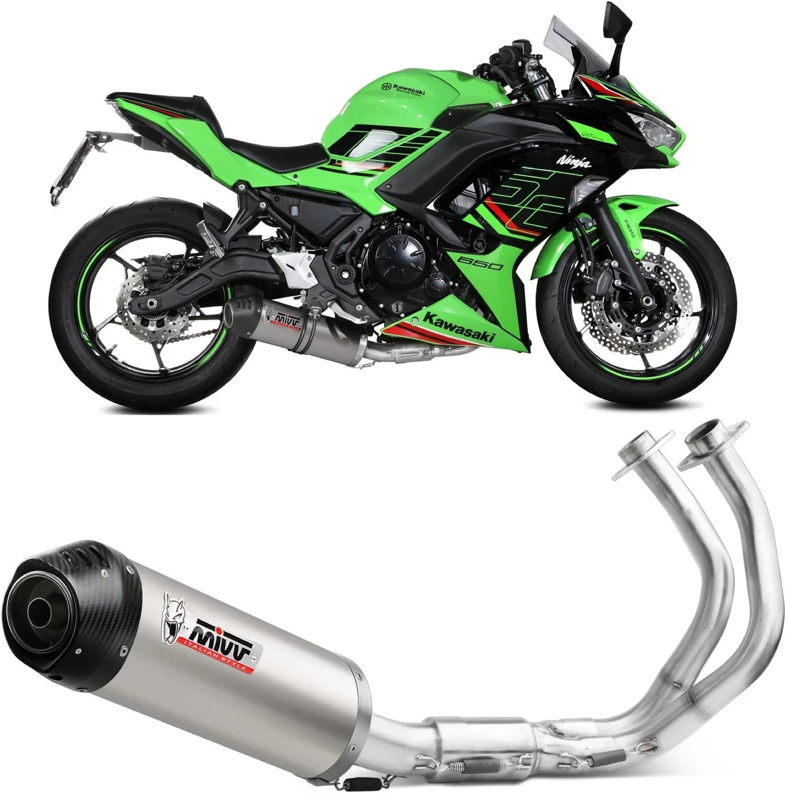 Impianto Di Scarico Completo Catalizzato E Con Omologazione Suono Oval Titanio Carbonio - Mivv Compatibile Con Kawasaki Ninja 650 (2024)