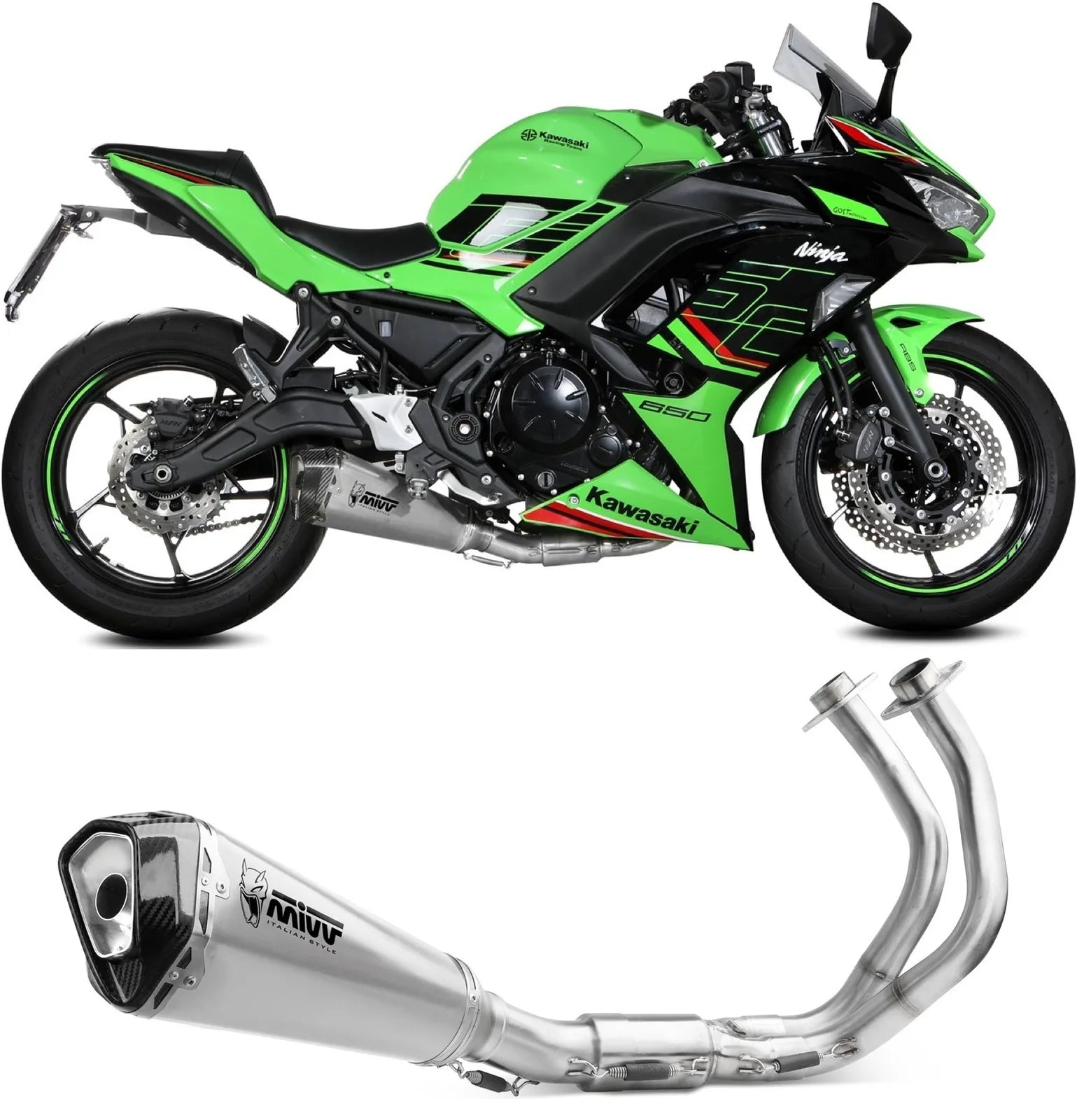 Impianto Di Scarico Completo Catalizzato E Con Omologazione Suono Delta Race Inox Carbonio - Mivv Compatibile Con Kawasaki Z 650 (2024)