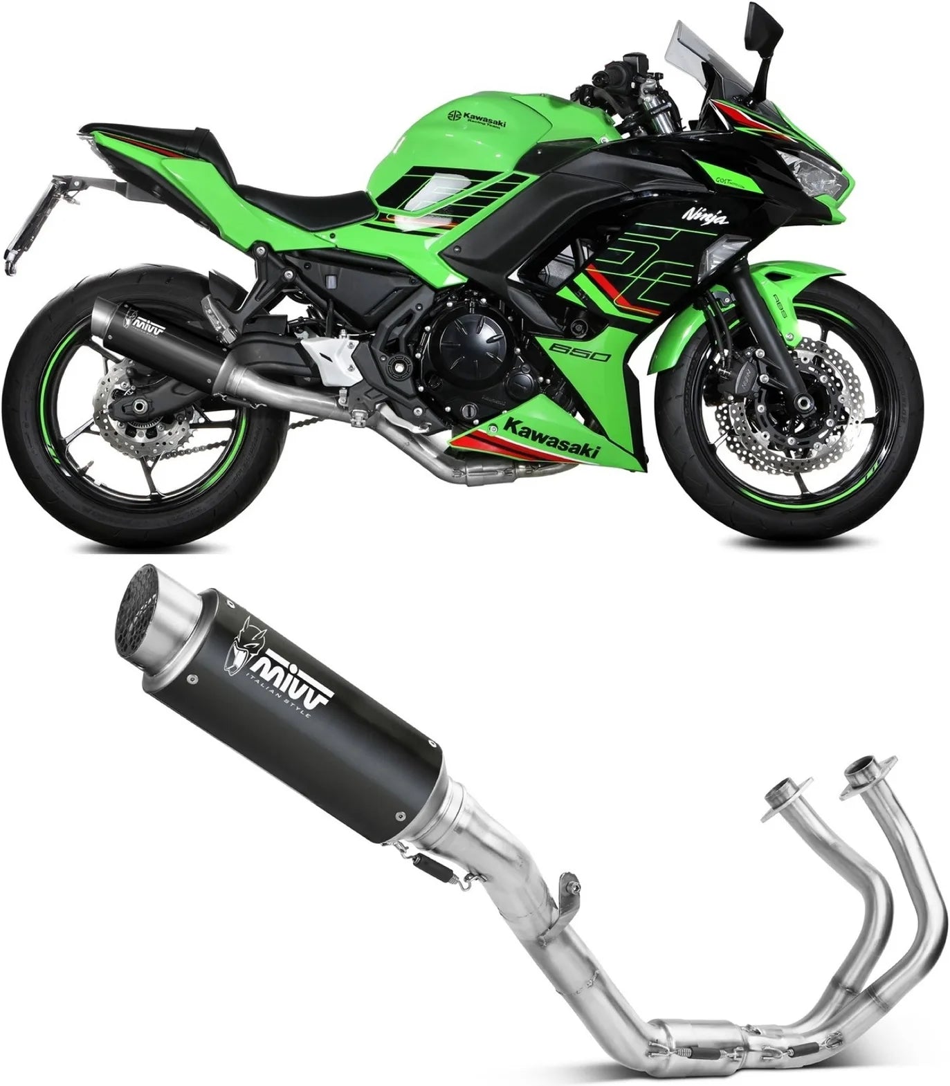 Impianto Di Scarico Completo Catalizzato E Con Omologazione Suono Gppro Inox Nero - Mivv Compatibile Con Kawasaki Ninja 650 (2024)