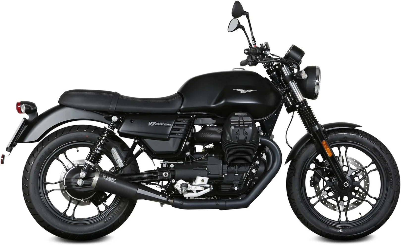 Doppio Terminale Di Scarico Catalizzato E Con Omologazione Suono Ghibli Inox Nero - Mivv Compatibile Con Moto Guzzi V7 Iii (2017-2020)