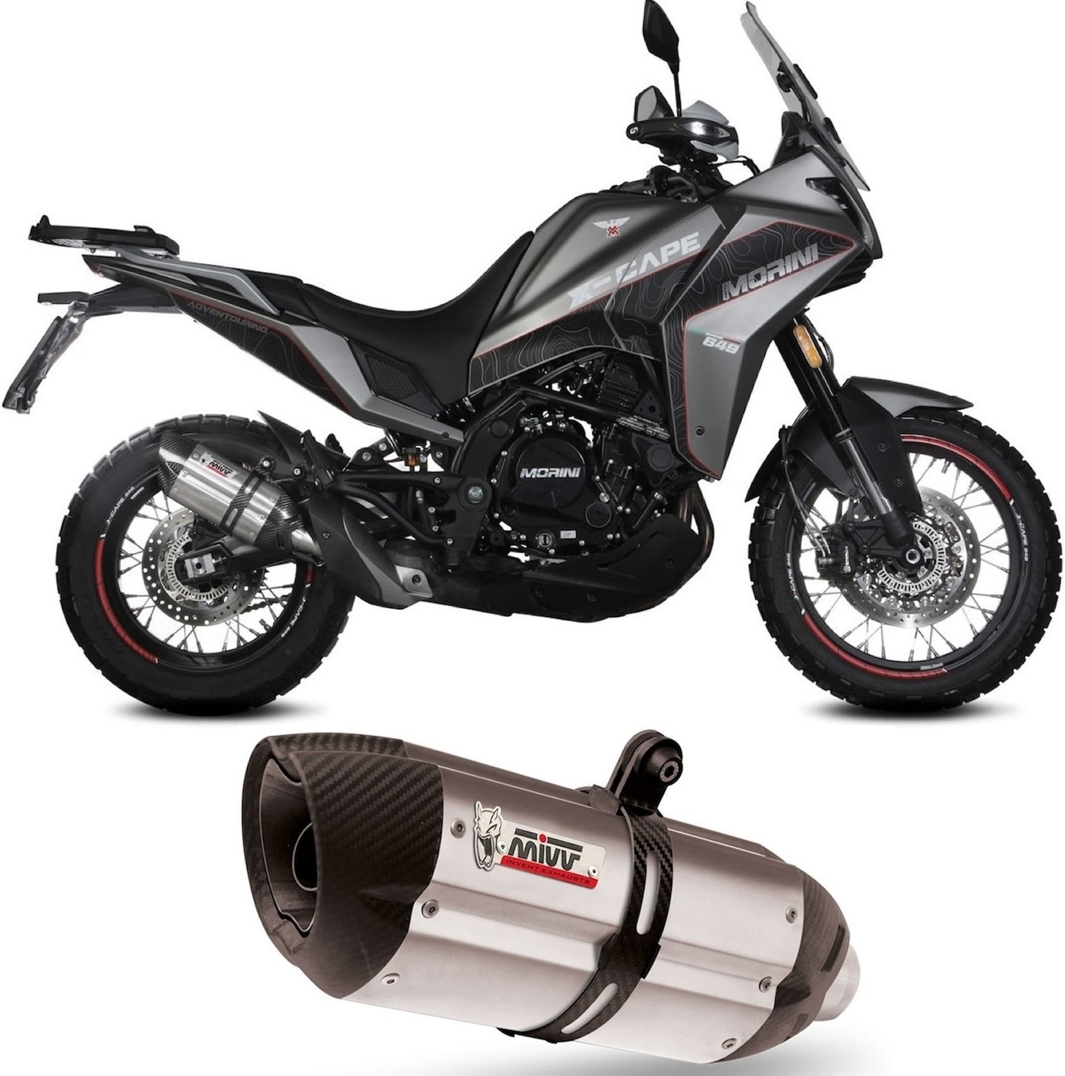 Exhaust Tip With Noise Certification Suono Stainless Steel Carbon - Mivv Compatible With Moto Morini X-Cape 649 (2021-2024)