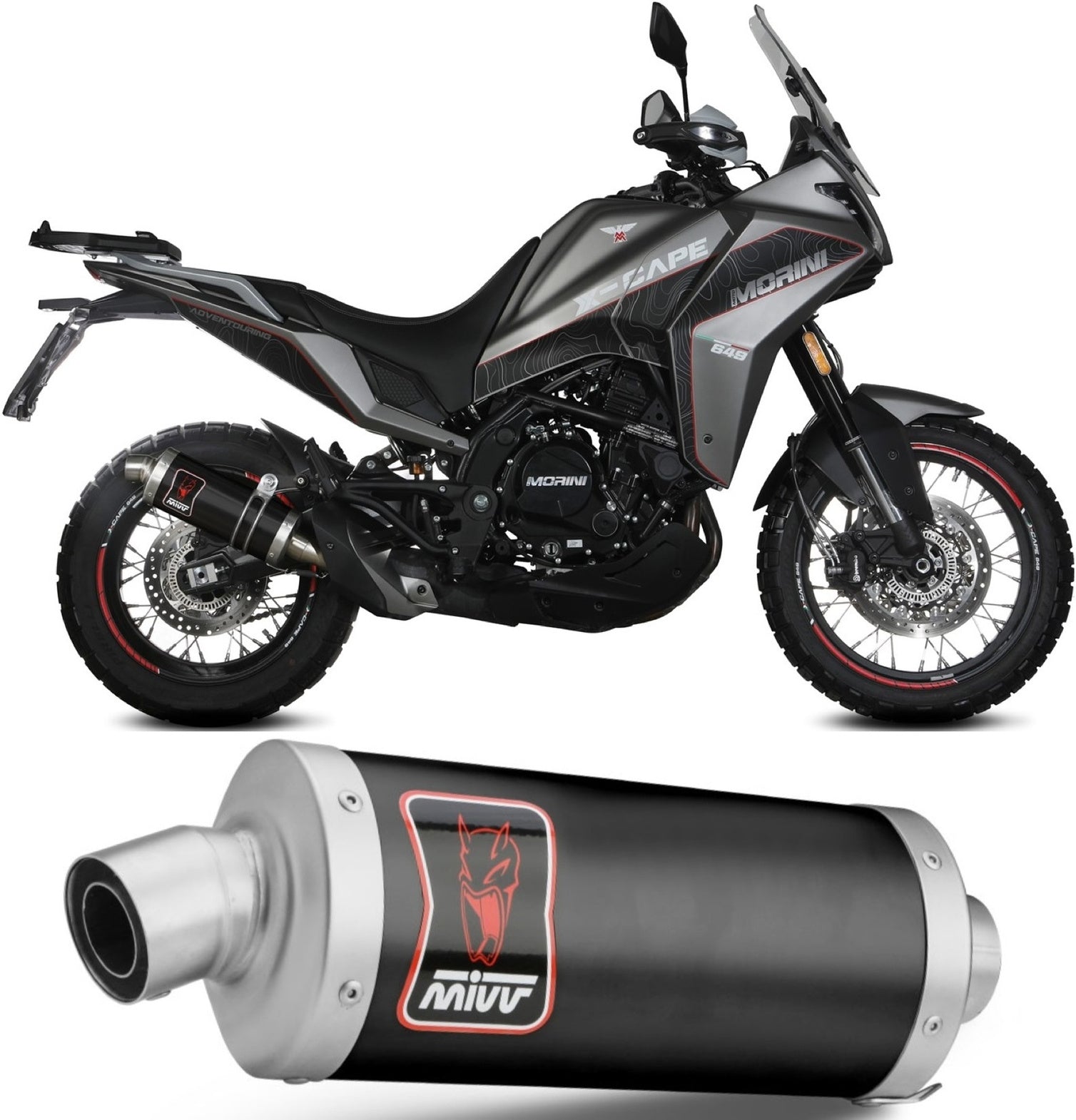 Exhaust Tip With Noise Certification Dakar Steel Black - Mivv Compatible With Moto Morini X-Cape 649 (2021-2024)