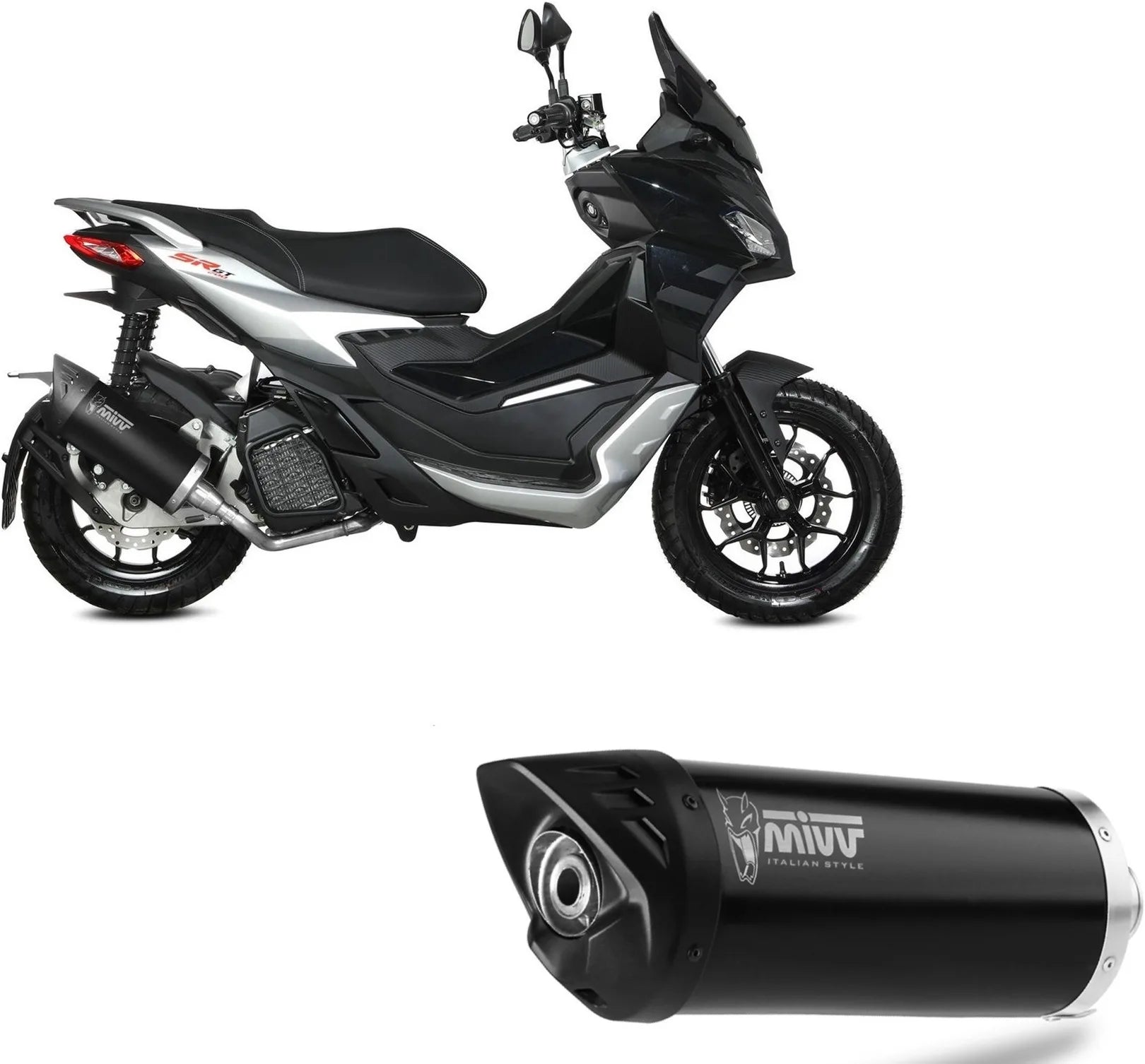 Terminale Di Scarico Catalizzato E Con Omologazione Suono Mover Inox Nero - Mivv Compatibile Con Aprilia Sr 200 Gt (2022-2024)