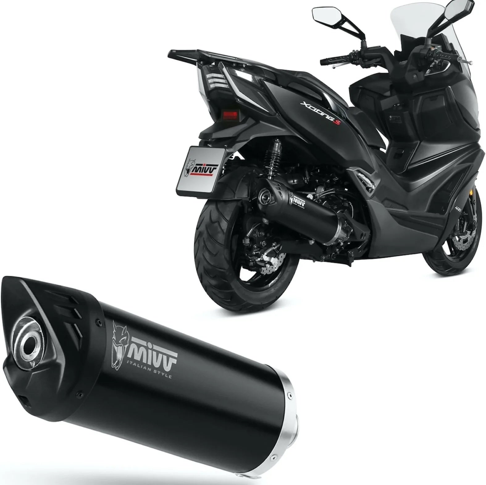 Terminale Di Scarico Catalizzato E Con Omologazione Suono Mover Inox Nero - Mivv Compatibile Con Kymco Xciting 400 I S (2019-2020)