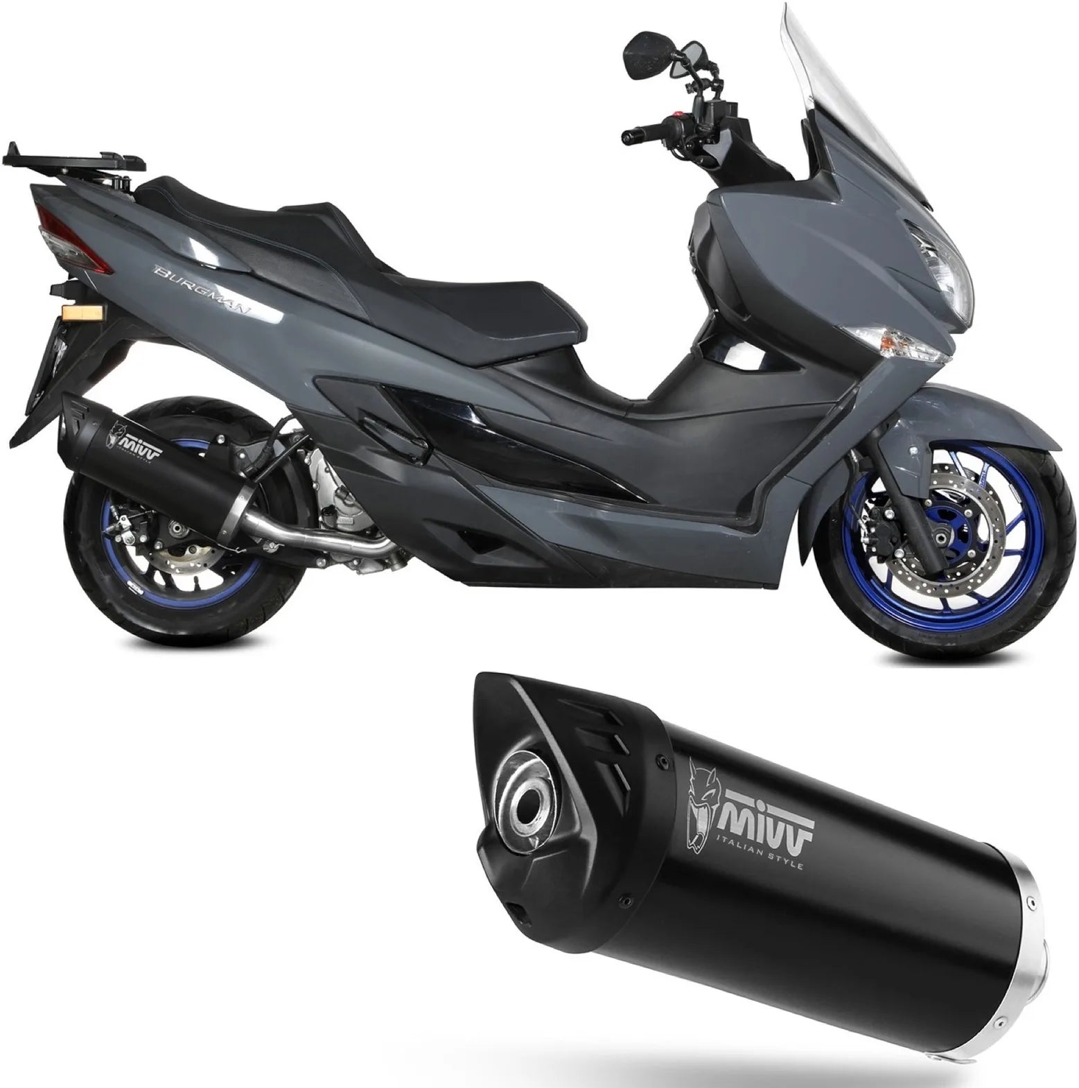 Terminale Di Scarico Catalizzato E Con Omologazione Suono Mover Inox Nero - Mivv Compatibile Con Suzuki An 400 Burgman (2022-2024)