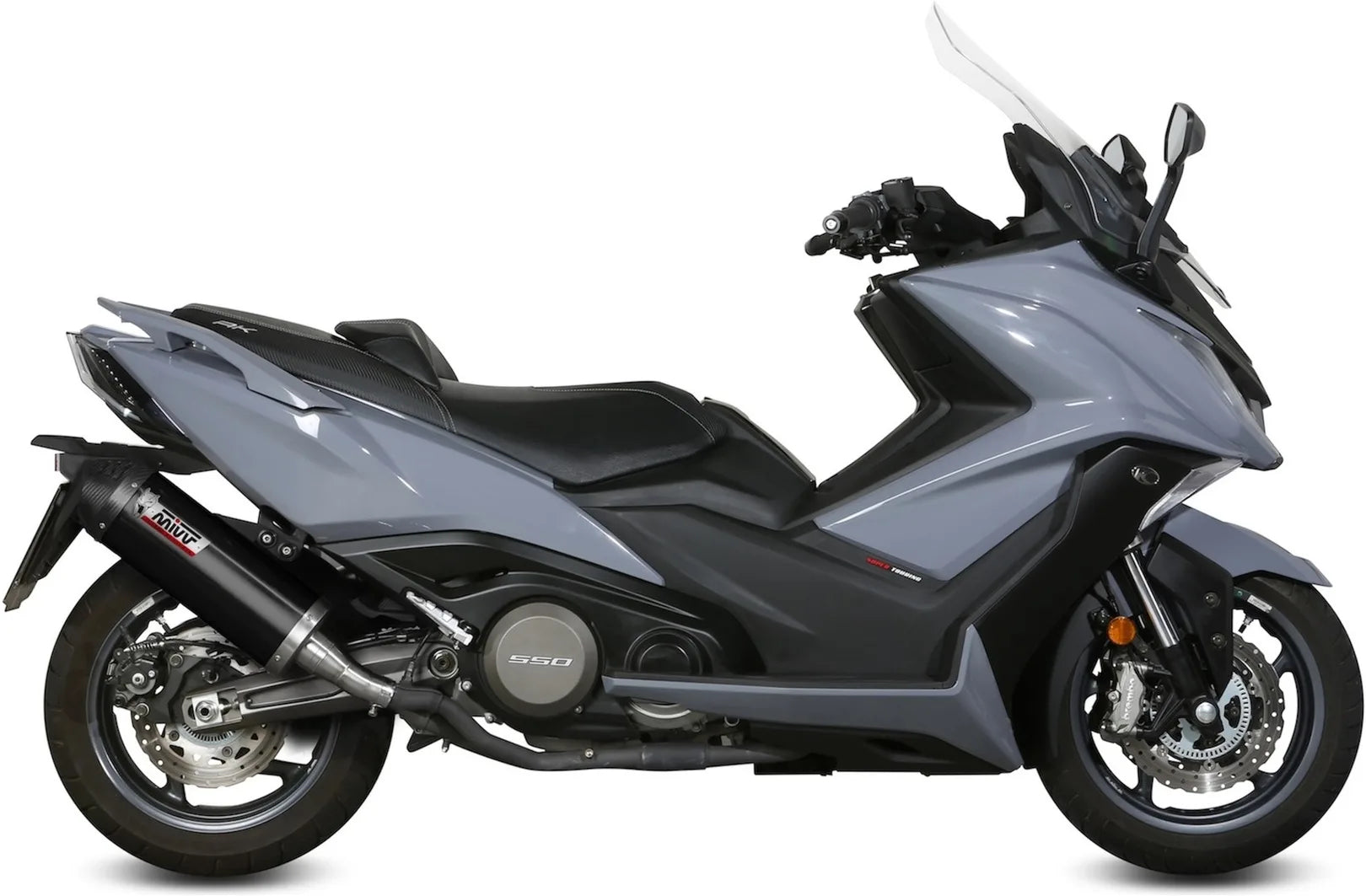 Terminale Di Scarico Catalizzato E Con Omologazione Suono Oval Inox Nero Carbonio - Mivv Compatibile Con Kymco Ak 550 (2017-2020)