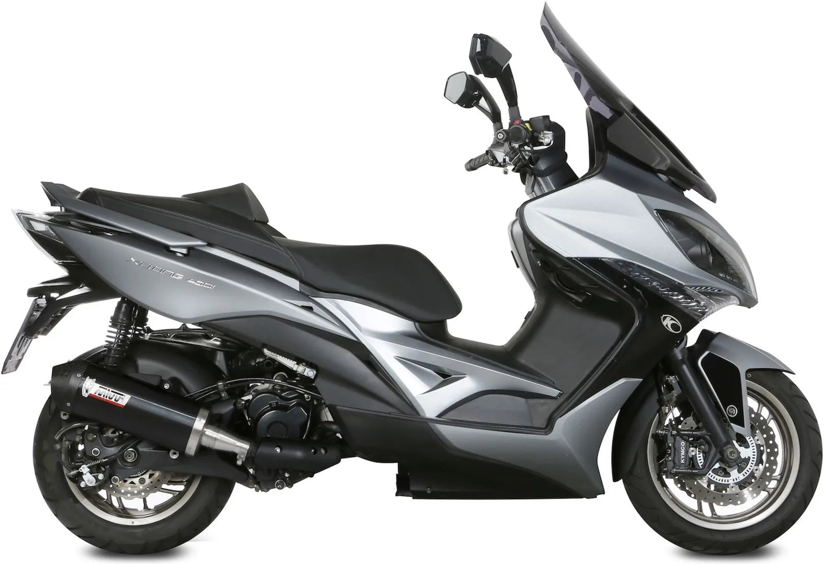 Terminale Di Scarico Catalizzato E Con Omologazione Suono Oval Inox Nero Carbonio - Mivv Compatibile Con Kymco Xciting 400 (2013-2018)
