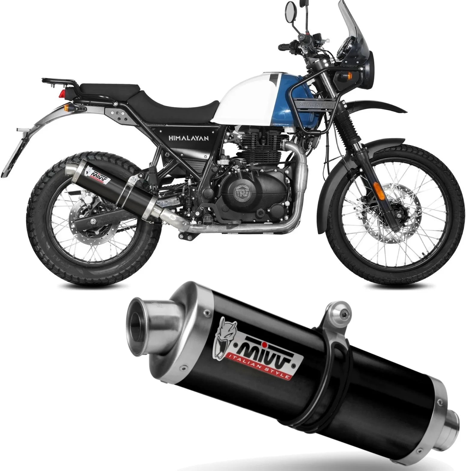Terminale Di Scarico Catalizzato E Con Omologazione Suono Oval Inox Nero - Mivv Compatibile Con Royal Enfield Himalayan (2021-2023)