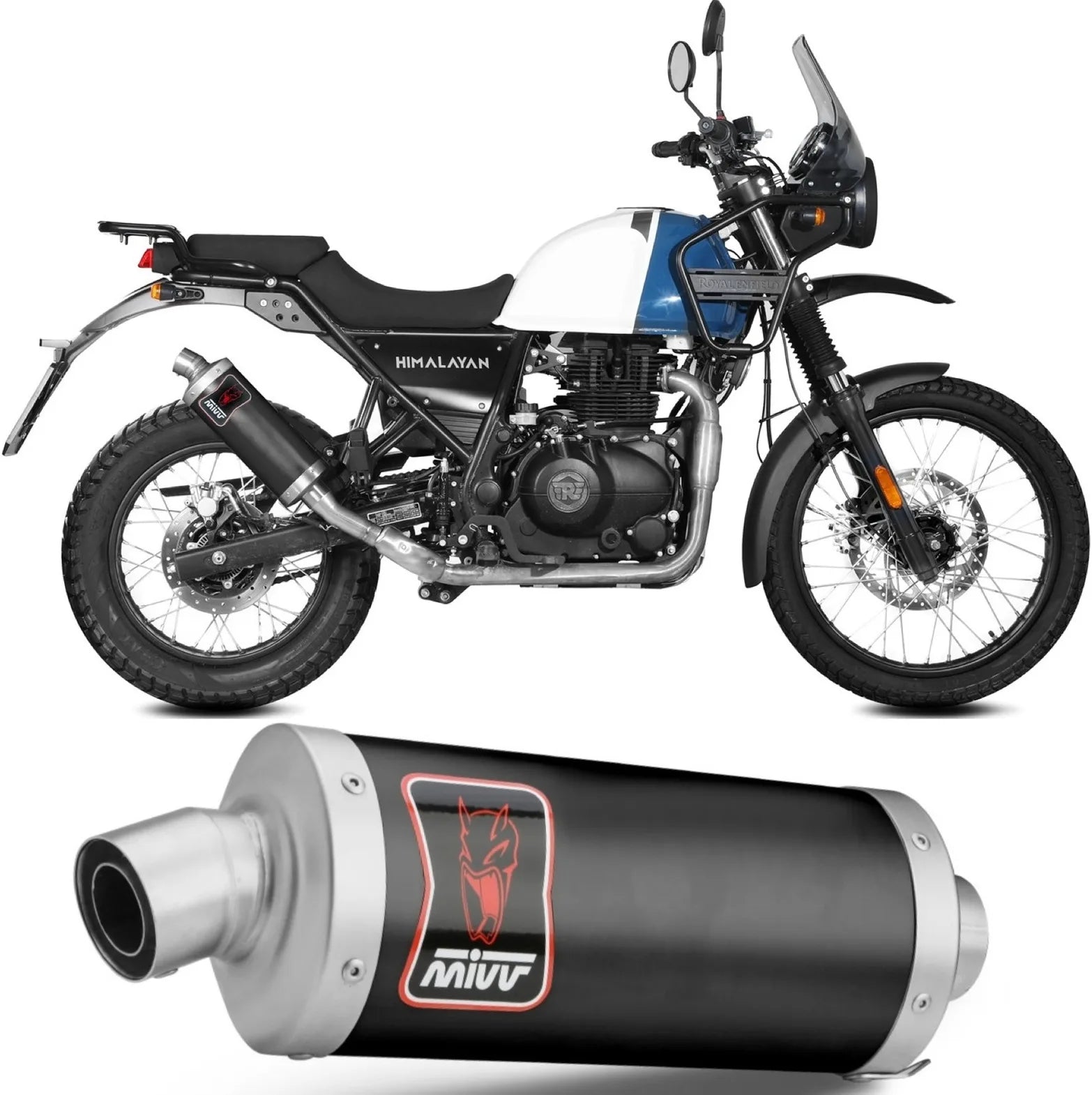 Terminale Di Scarico Catalizzato E Con Omologazione Suono Dakar Inox Nero - Mivv Compatibile Con Royal Enfield Himalayan (2021-2023)
