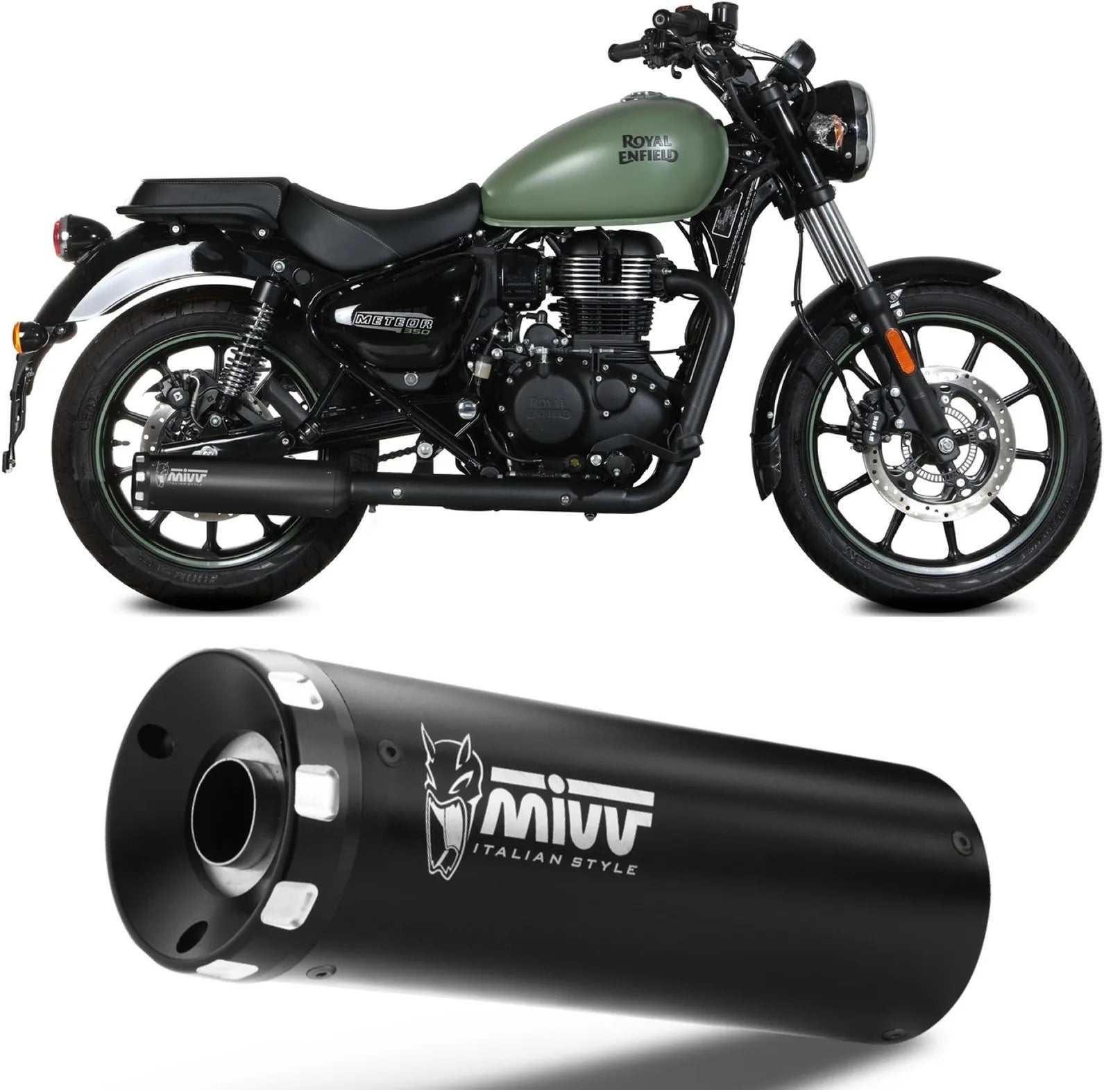 Terminale Di Scarico Con Omologazione Suono Hr-1 Inox Nero - Mivv Compatibile Con Royal Enfield Meteor 350 (2021-2024)