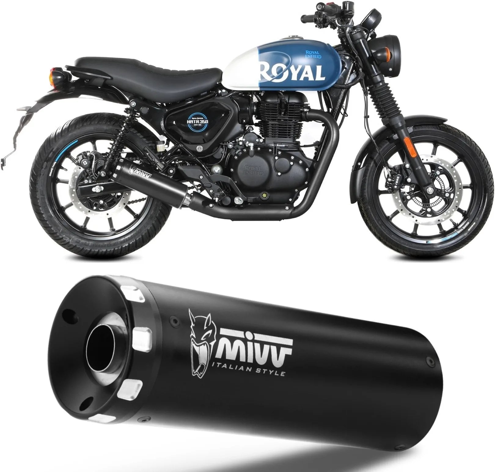 Terminale Di Scarico Con Omologazione Suono Hr-1 Inox Nero - Mivv Compatibile Con Royal Enfield Hntr 350 (2022-2024)