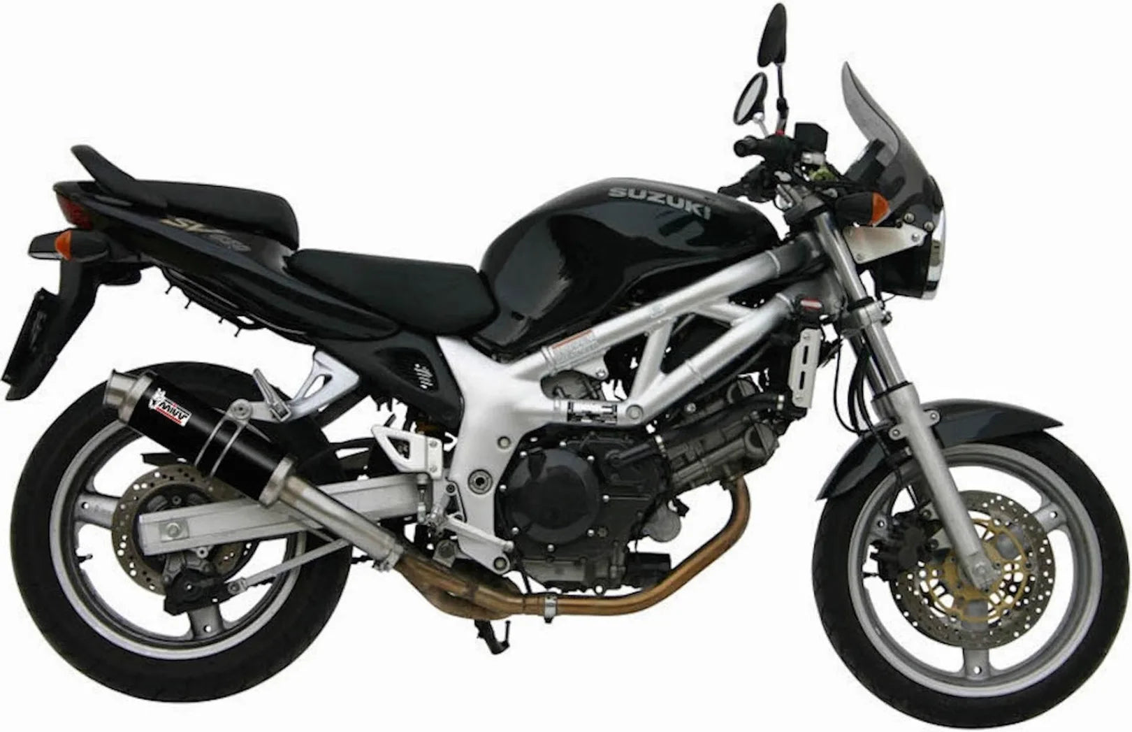 Terminale Di Scarico Con Omologazione Suono Gp Inox Nero - Mivv Compatibile Con Suzuki Sv 650 (1999-2002)
