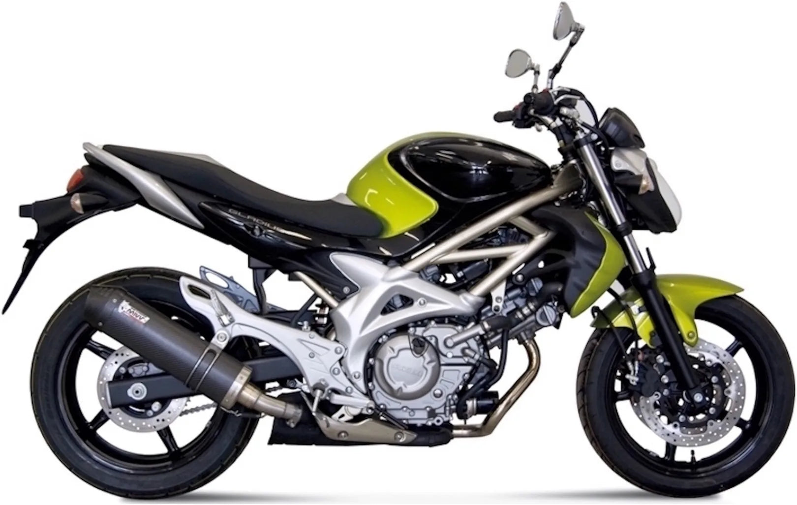 Terminale Di Scarico Con Omologazione Suono Oval Carbonio Carbonio - Mivv Compatibile Con Suzuki Gladius (2009-2015)
