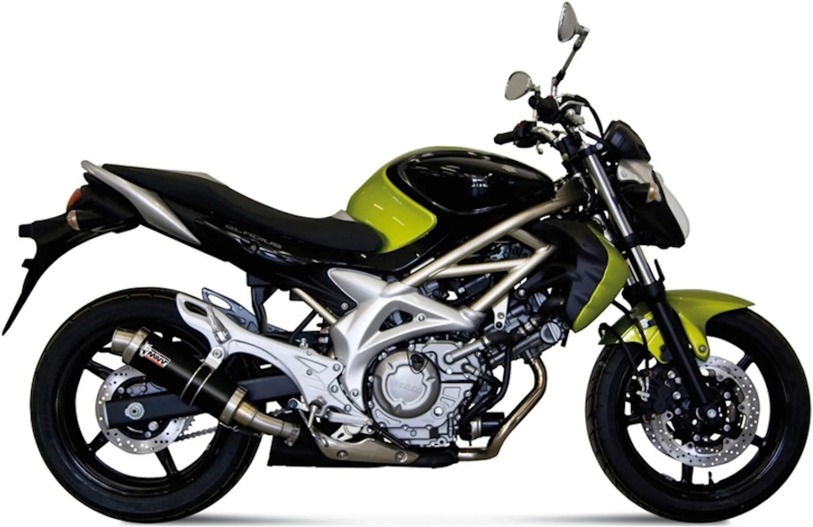 Terminale Di Scarico Con Omologazione Suono Gp Inox Nero - Mivv Compatibile Con Suzuki Gladius (2009-2015)