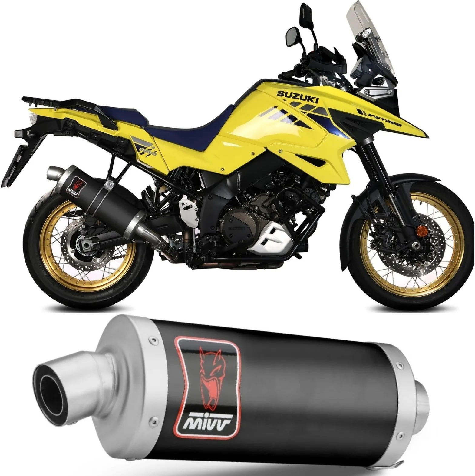 Terminale Di Scarico Con Omologazione Suono Dakar Inox Nero - Mivv Compatibile Con Suzuki V-Strom 1000 (2014-2020)
