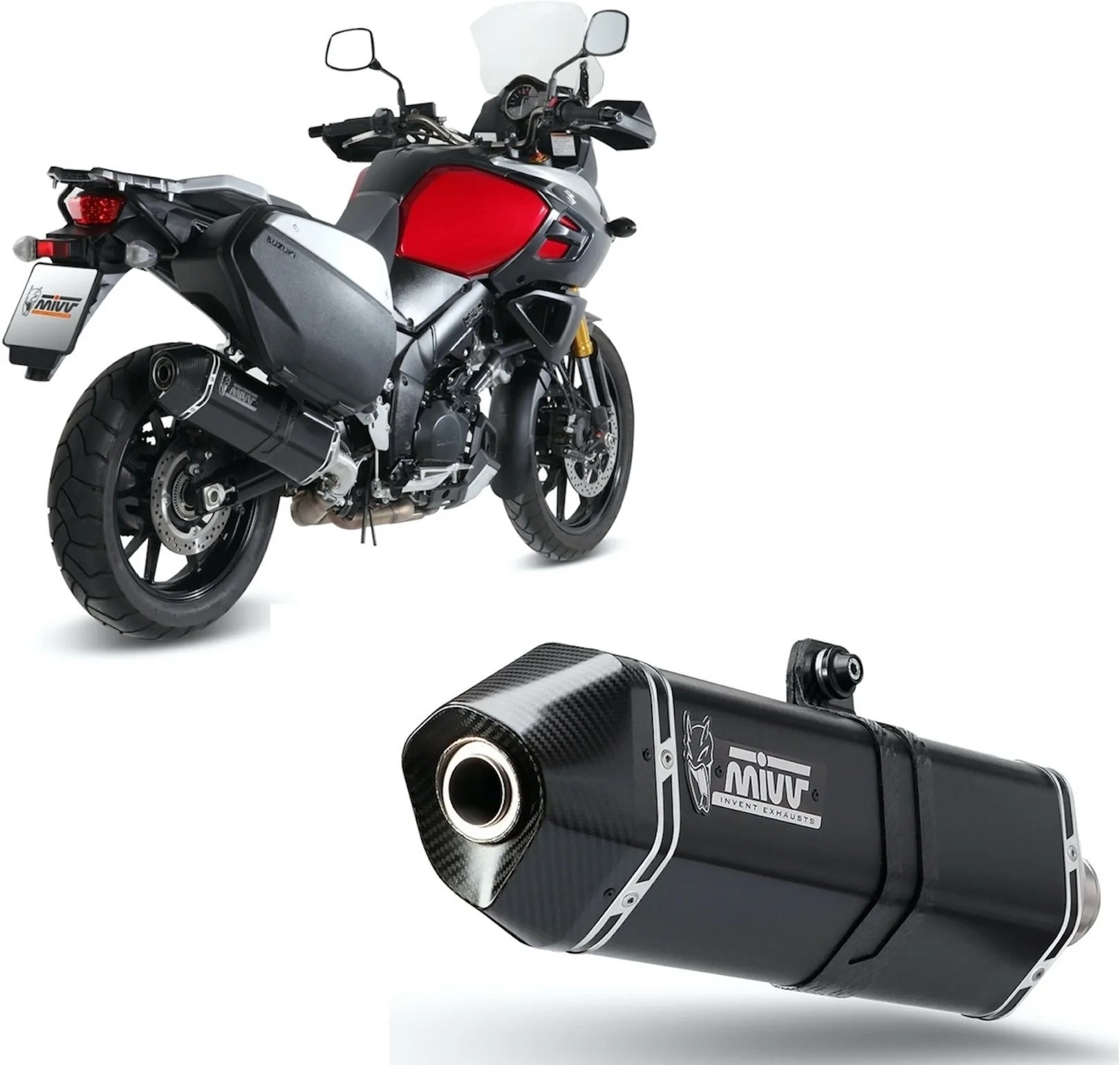 Terminale Di Scarico Con Omologazione Suono Speed Edge Inox Nero Carbonio - Mivv Compatibile Con Suzuki Dl 1050 V-Strom - Xt (2020-2024)