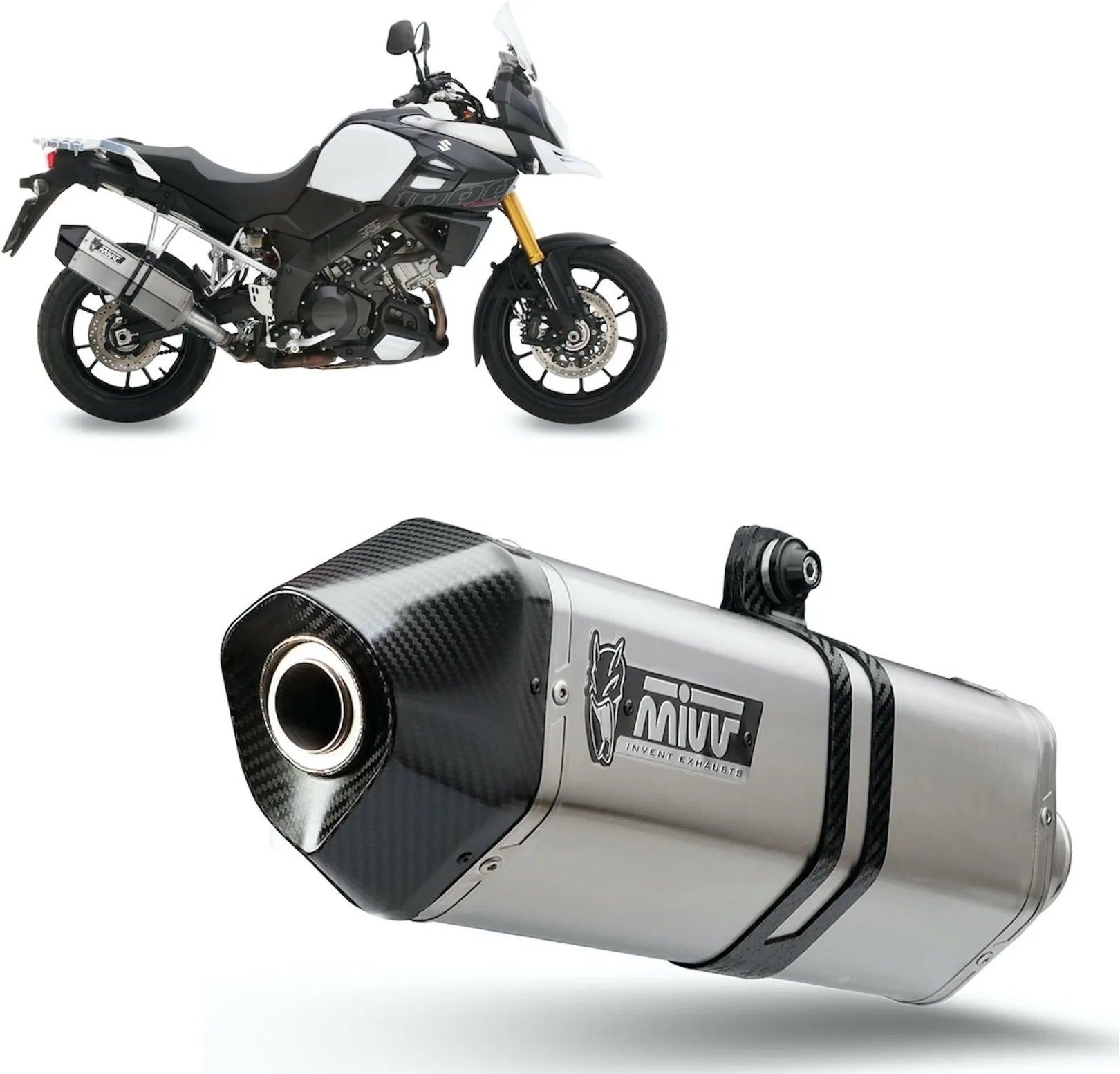 Terminale Di Scarico Con Omologazione Suono Speed Edge Inox Carbonio - Mivv Compatibile Con Suzuki Dl 1050 V-Strom - Xt (2020-2024)