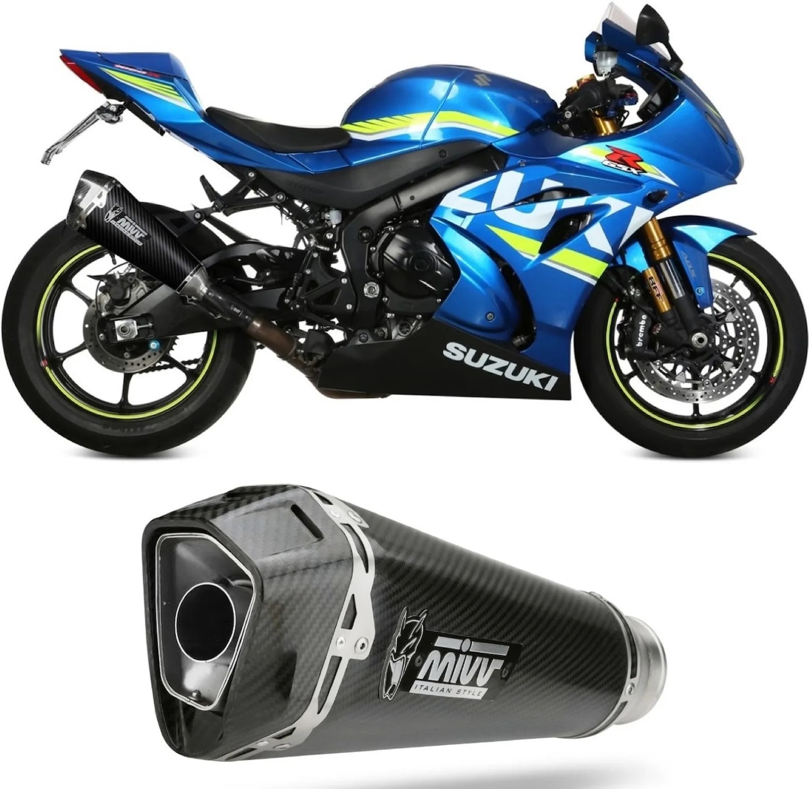 Terminale Di Scarico Con Omologazione Suono Delta Race Inox Nero Carbonio - Mivv Compatibile Con Suzuki Gsx-R 1000 (2017-2020)