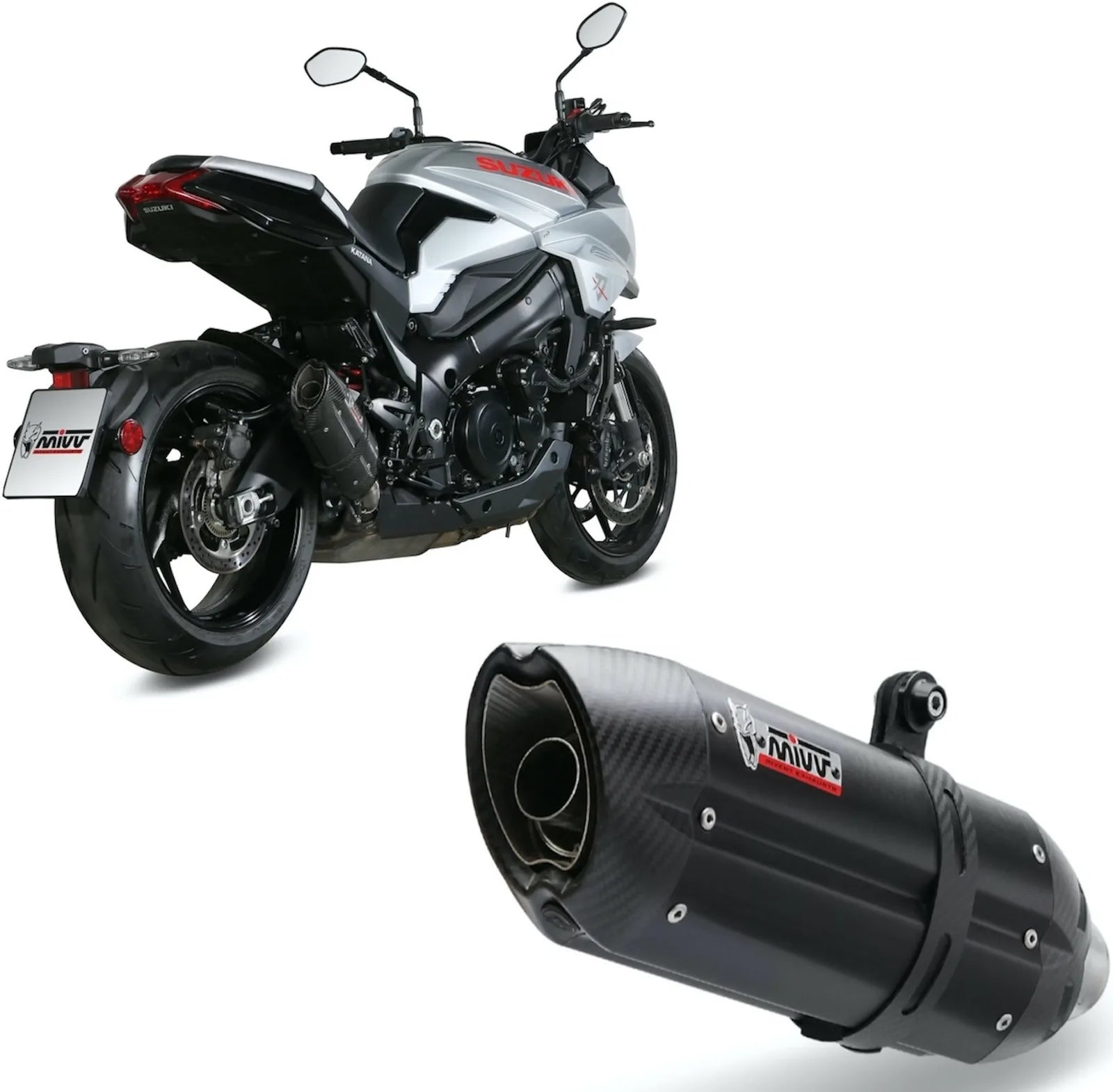 Terminale Di Scarico Con Omologazione Suono Suono Inox Nero Carbonio - Mivv Compatibile Con Suzuki Gsx-S 1000 Katana (2019-2024)