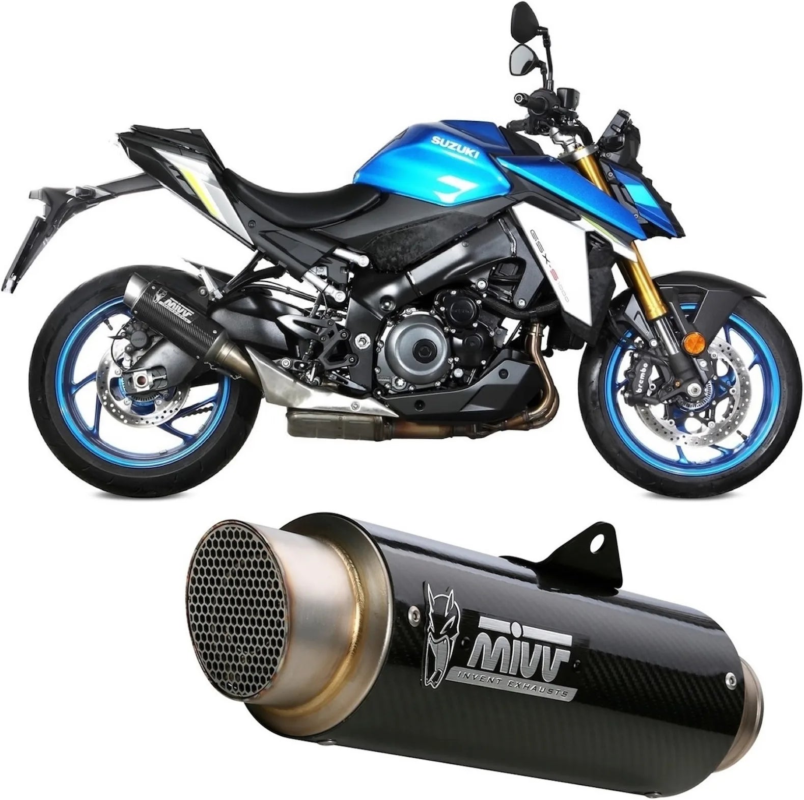 Terminale Di Scarico Con Omologazione Suono Gppro Carbonio - Mivv Compatibile Con Suzuki Gsx-S 950 (2021-2023)
