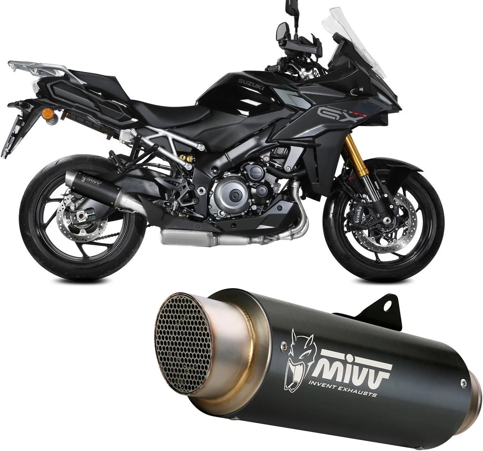 Terminale Di Scarico Con Omologazione Suono Gppro Inox Nero - Mivv Compatibile Con Suzuki Gsx-S 1000 Gx (2024)