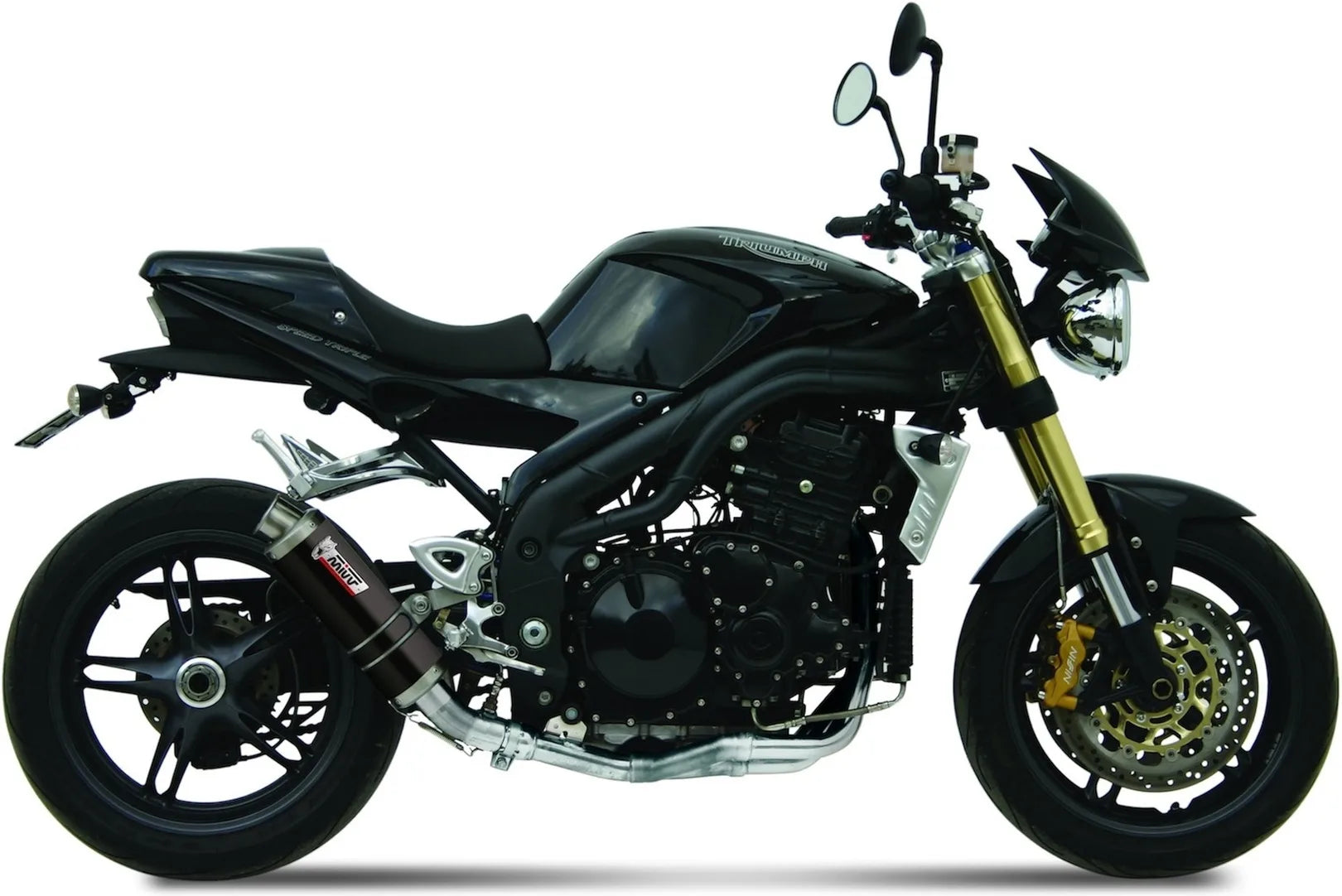 Terminale Di Scarico Catalizzato E Con Omologazione Suono Gp Inox Nero - Mivv Compatibile Con Triumph Speed Triple (2005-2006)