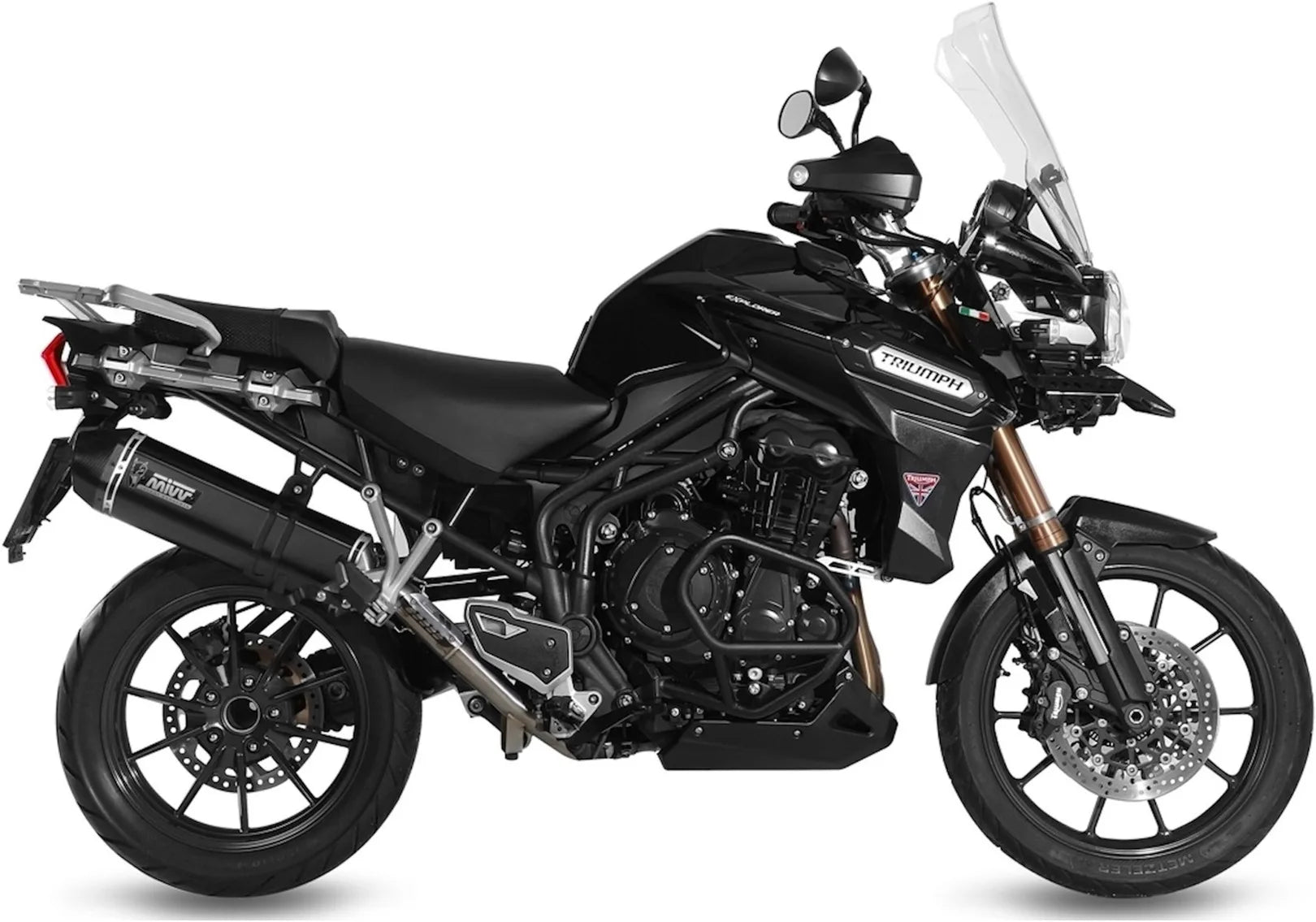 Terminale Di Scarico Catalizzato E Con Omologazione Suono Speed Edge Inox Nero Carbonio - Mivv Compatibile Con Triumph Tiger 1200 Explorer (2012-2015)