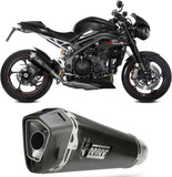 Exhaust Tip With Noise Certification Delta Race Steel Black Carbon - Mivv Compatible With Triumph Speed Triple R Rs (2018-2020)
