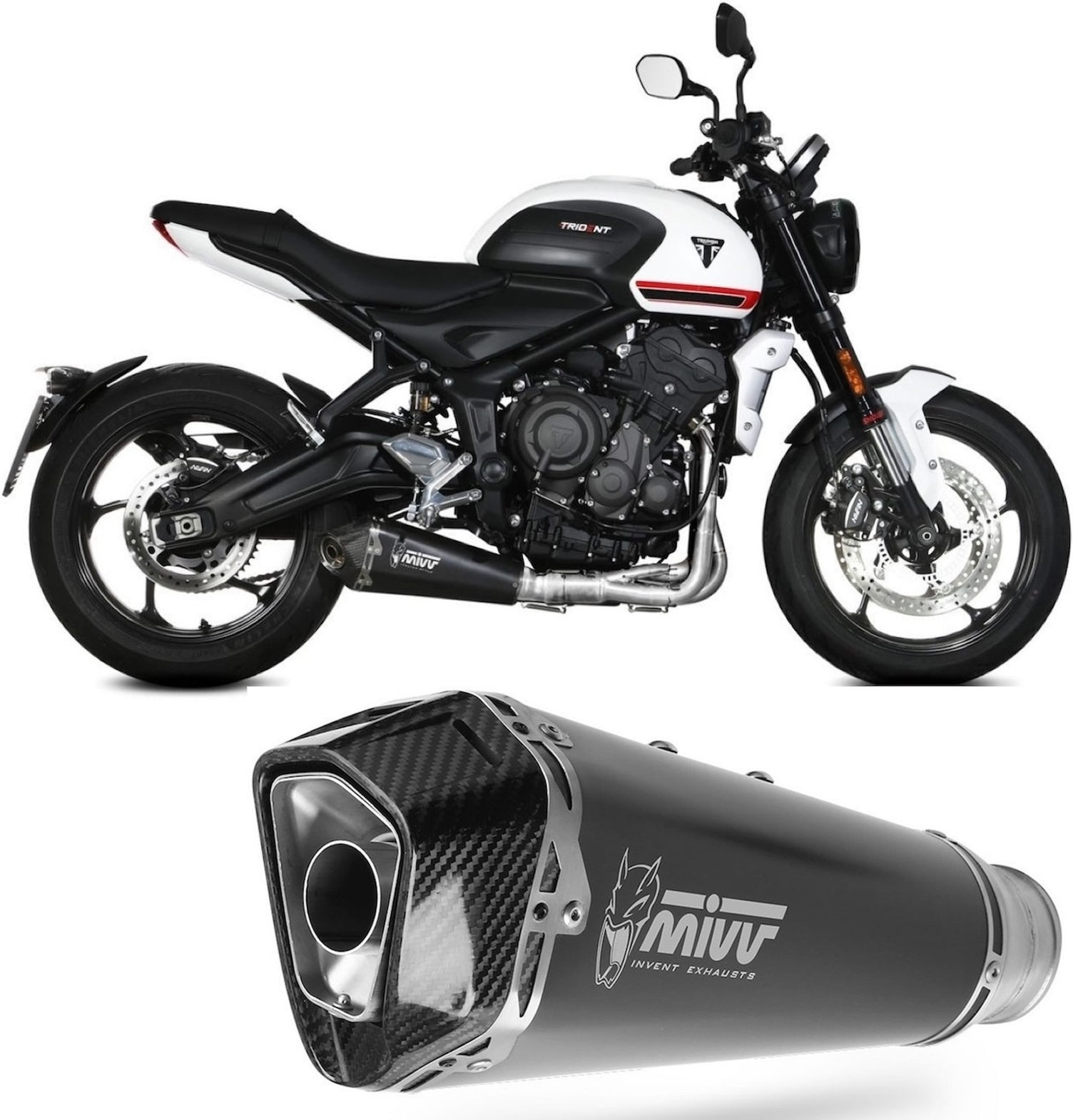 Complete Non-Catalytic Exhaust System With Sound Certification Delta Race Steel Black Carbon - Mivv Compatible With Triumph Trident 660 (2021-2024)